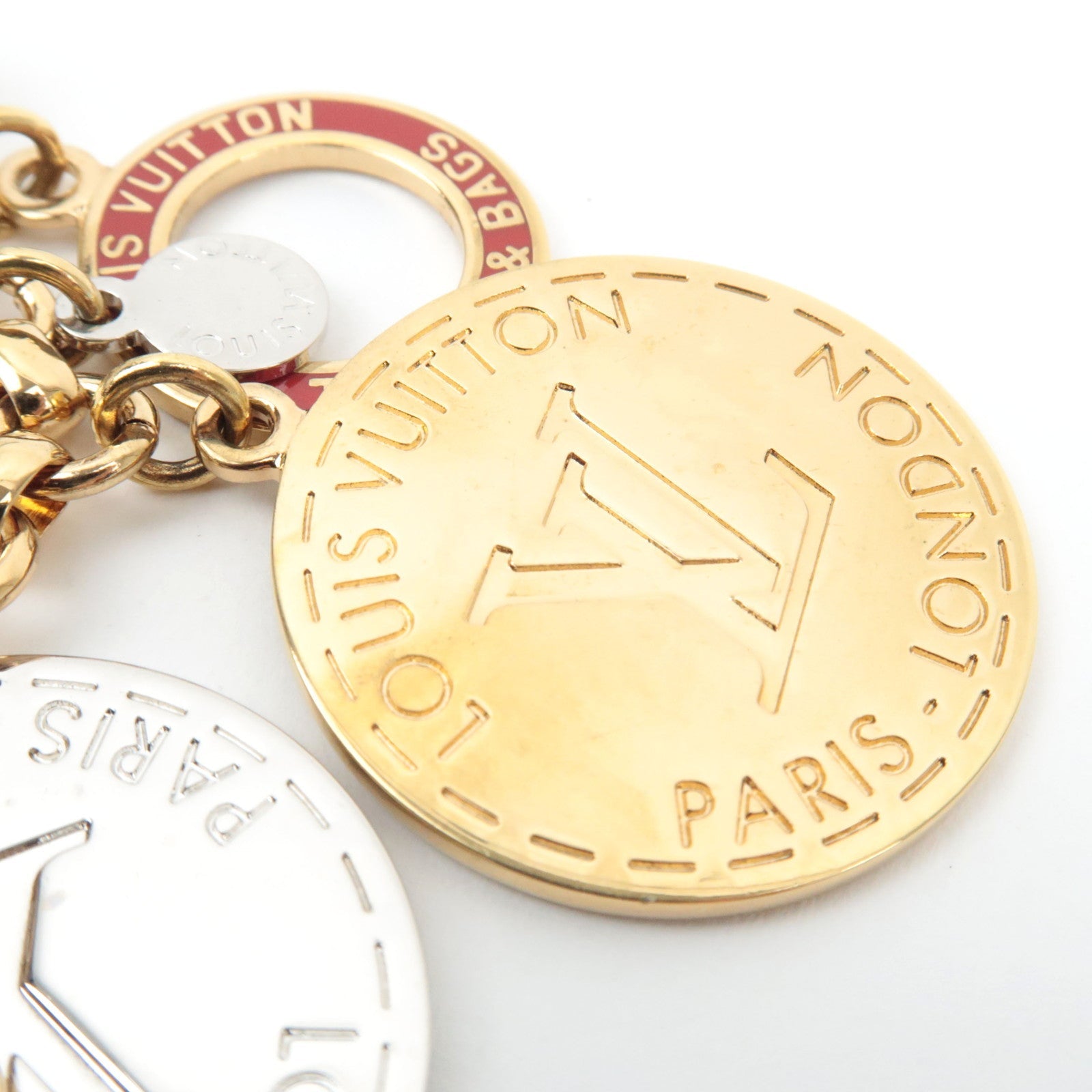 Louis Vuitton Porte Cles Chaine T&B Bag Charm Metal Gold M60071 *Dust bag