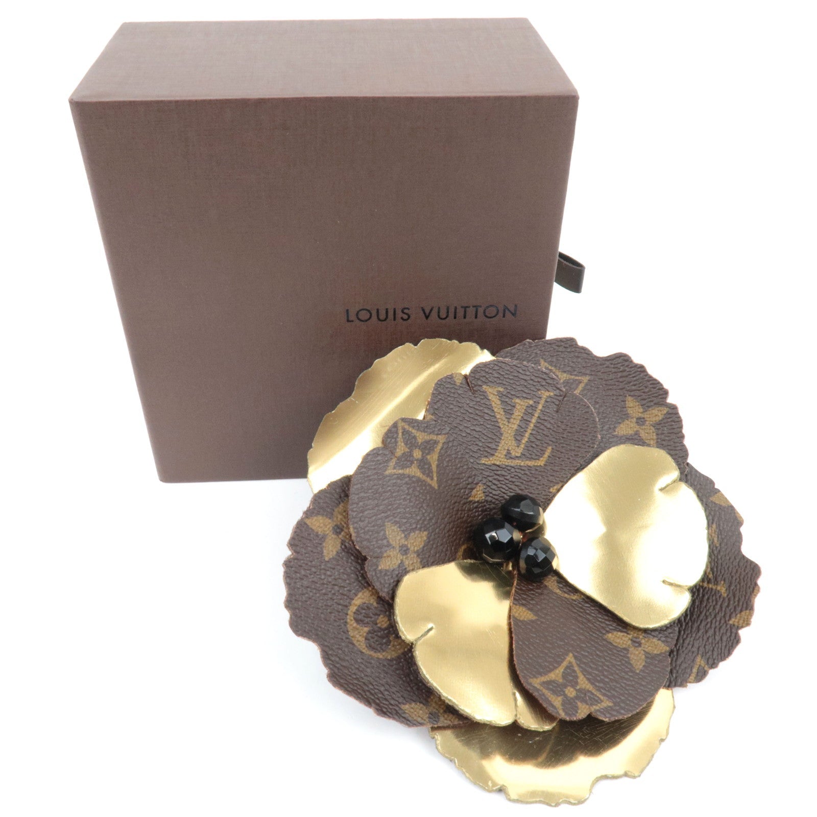 Louis Vuitton Monogram Proche Fleur Flower Corsage Brooch Or *Box