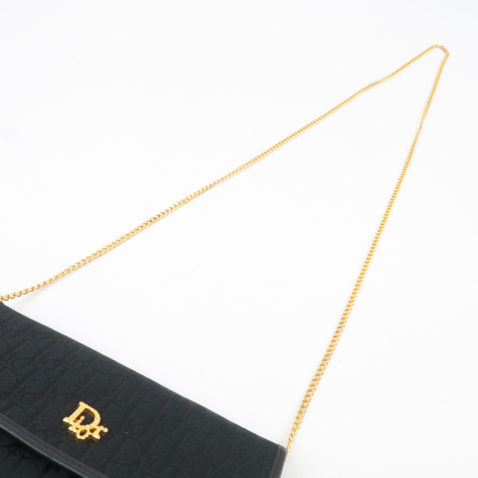 Christian Dior Trotter Chain Shoulder Bag Canvas Leather Black