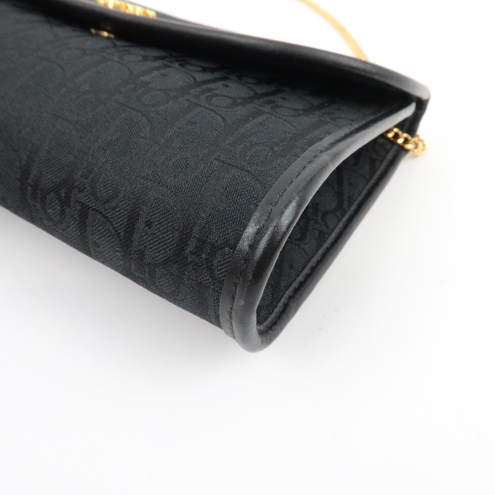 Christian Dior Trotter Chain Shoulder Bag Canvas Leather Black