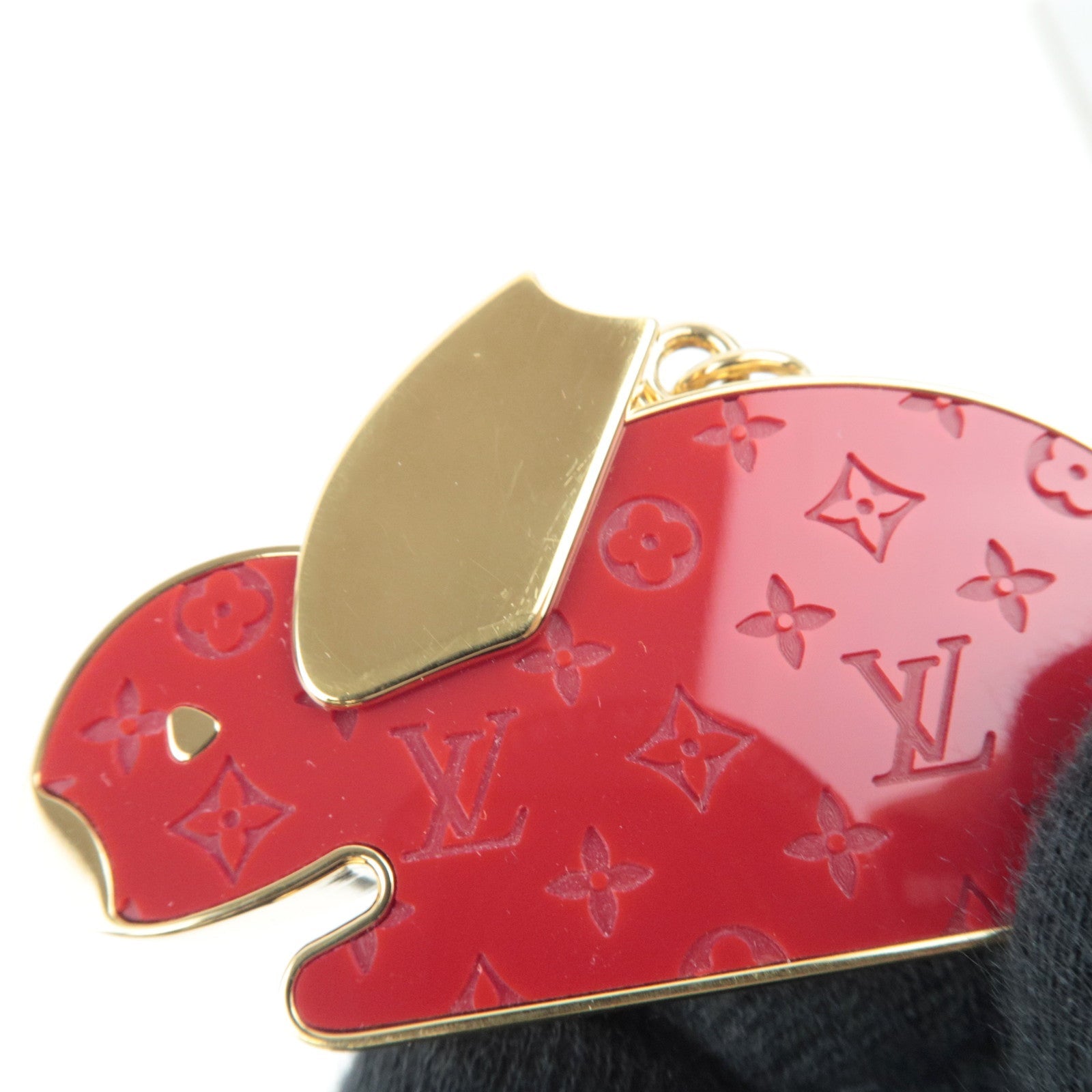 Louis Vuitton Bijoux Sac Animania Lapin Bag Charm Metal Gold Red M66129 CP1019 *Dust bag