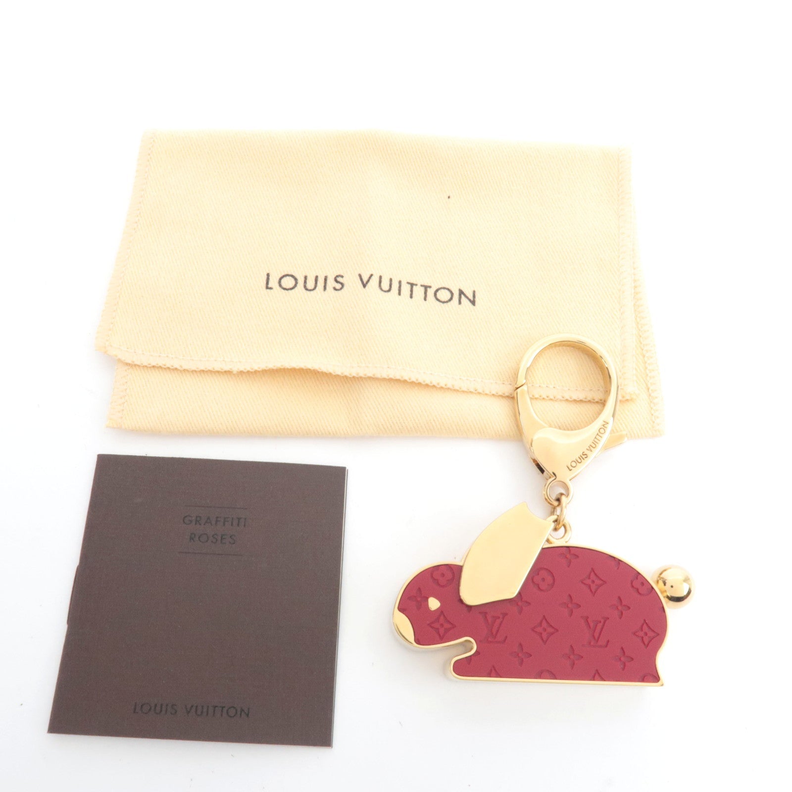 Louis Vuitton Bijoux Sac Animania Lapin Bag Charm Metal Gold Red M66129 CP1019 *Dust bag