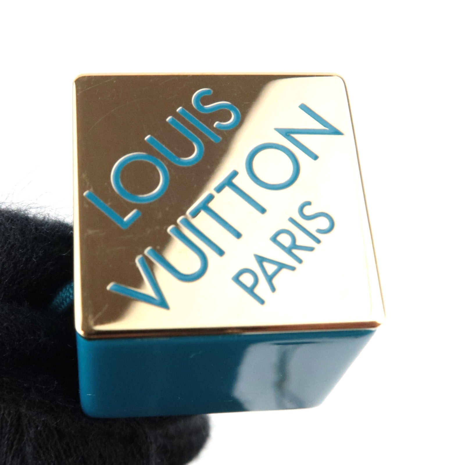 Louis Vuitton Set of 2 Hair Cube Hair Ties Plastic Blue Brown *Box