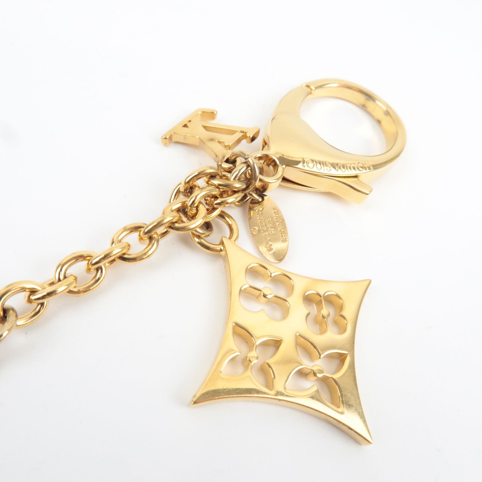 Louis Vuitton Ivy Flower Bag Charm Metal Gold M67930 EA0144