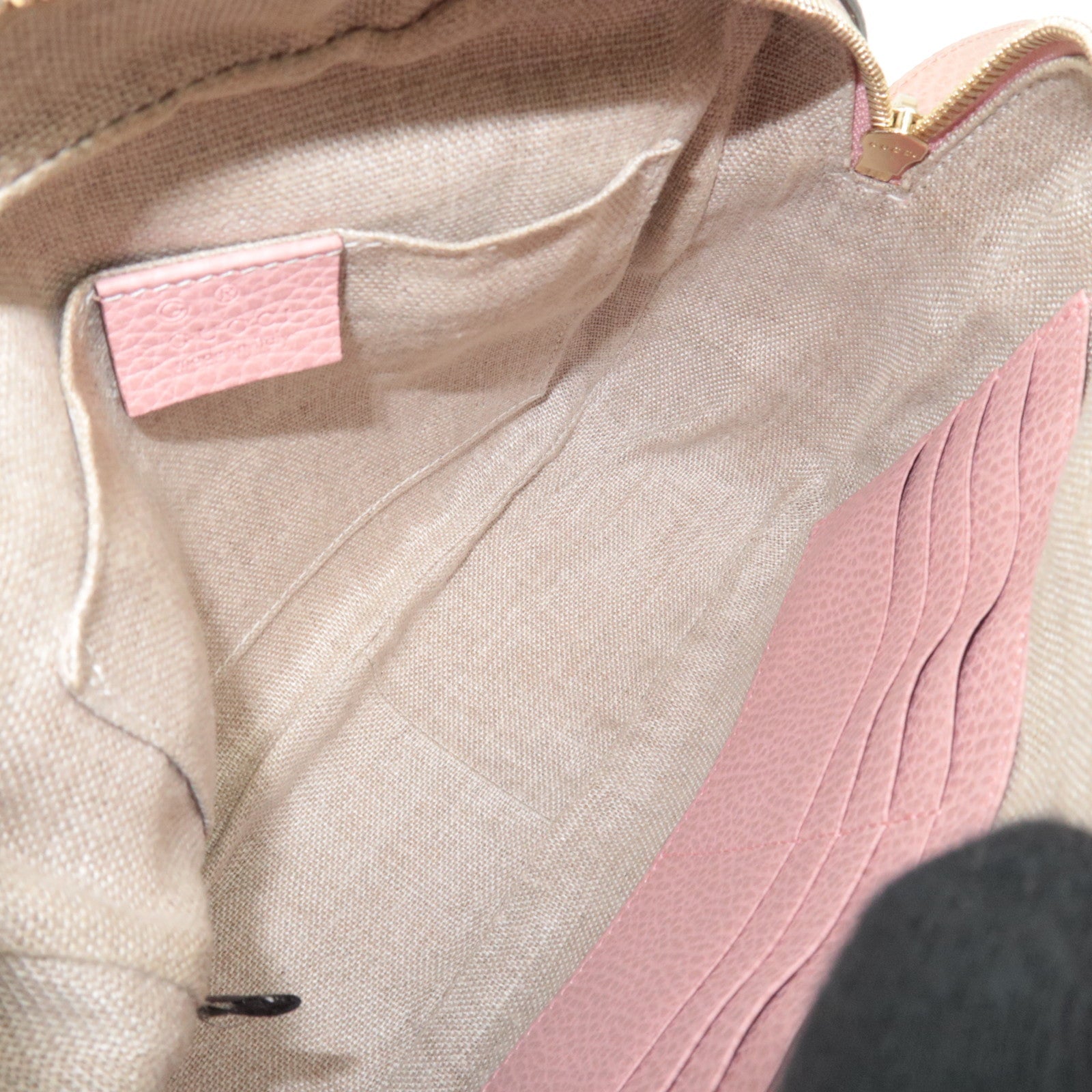 GUCCI Shoulder Bag GG Canvas Leather Beige Pink 449413