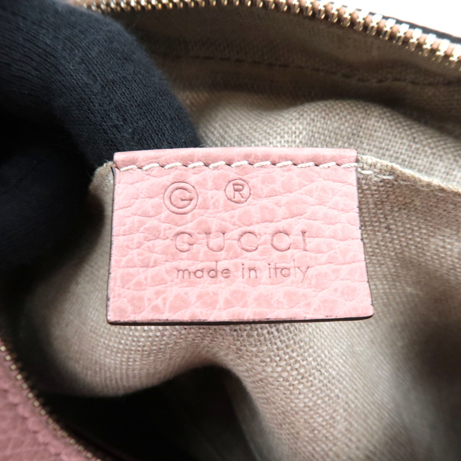 GUCCI Shoulder Bag GG Canvas Leather Beige Pink 449413