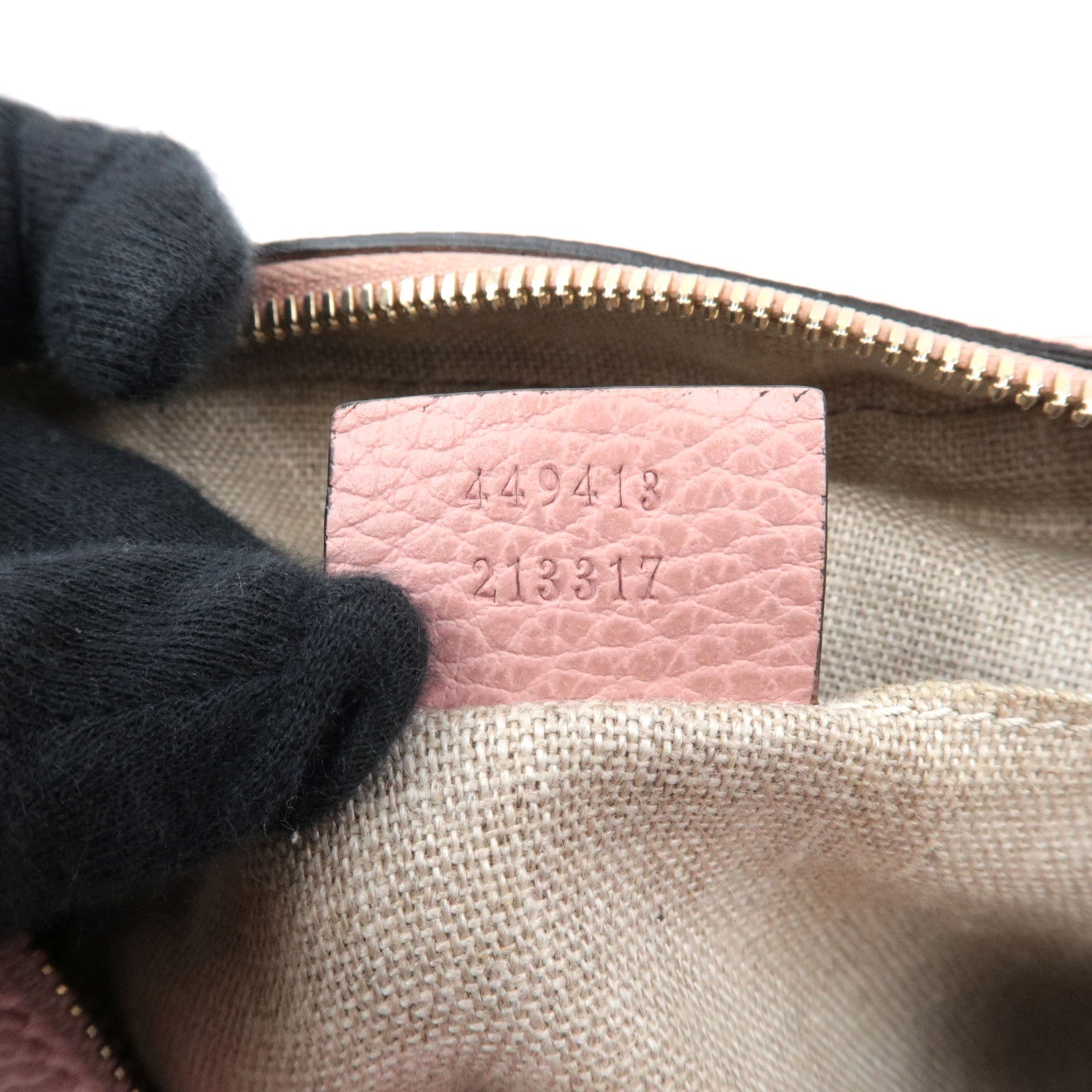 GUCCI Shoulder Bag GG Canvas Leather Beige Pink 449413