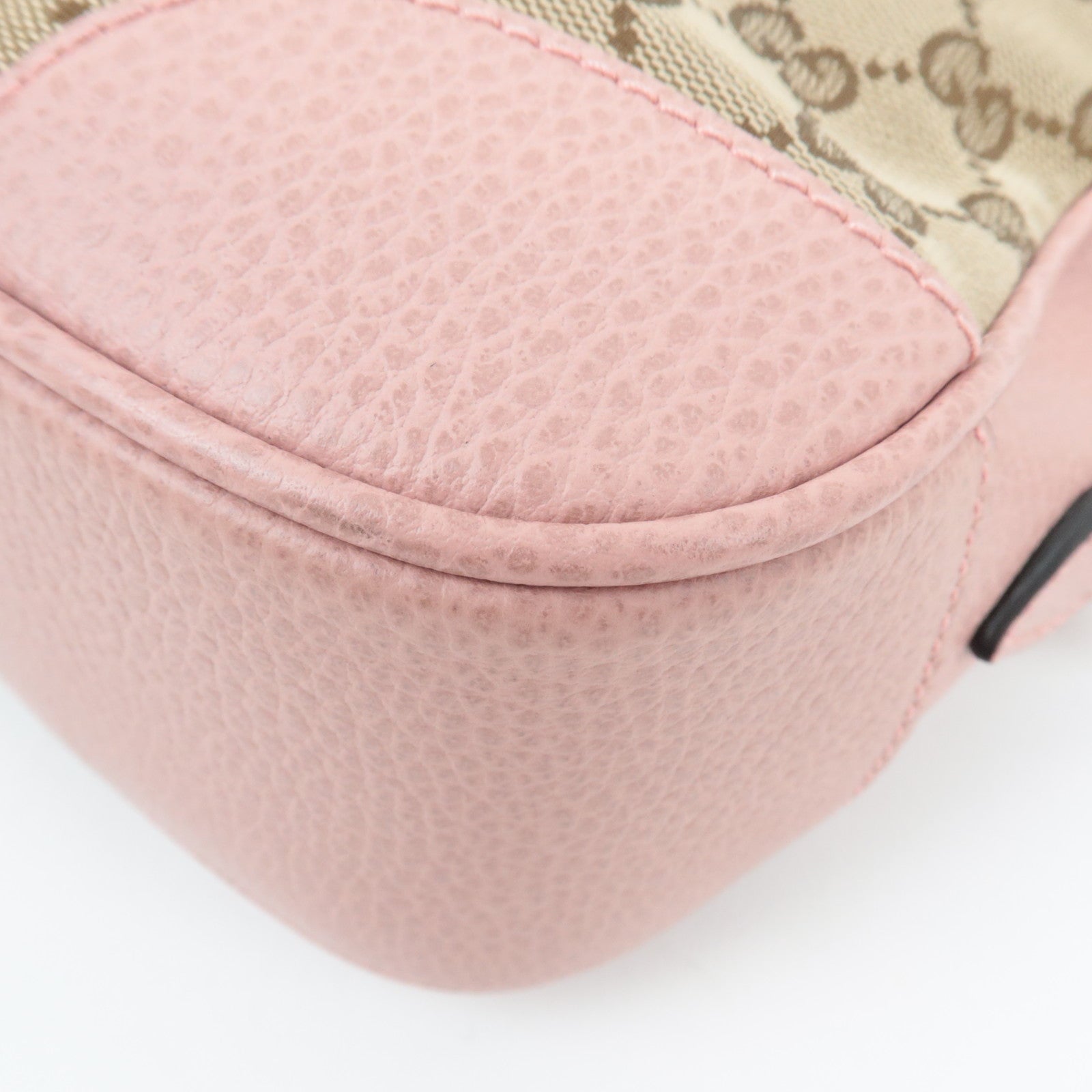 GUCCI Shoulder Bag GG Canvas Leather Beige Pink 449413