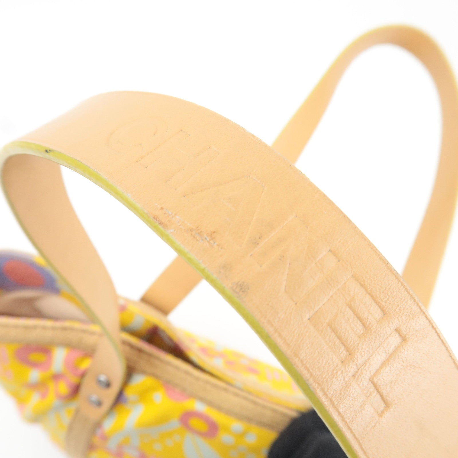 CHANEL High Summer Flower Tote Bag Canvas Leather Yellow Beige 8313589