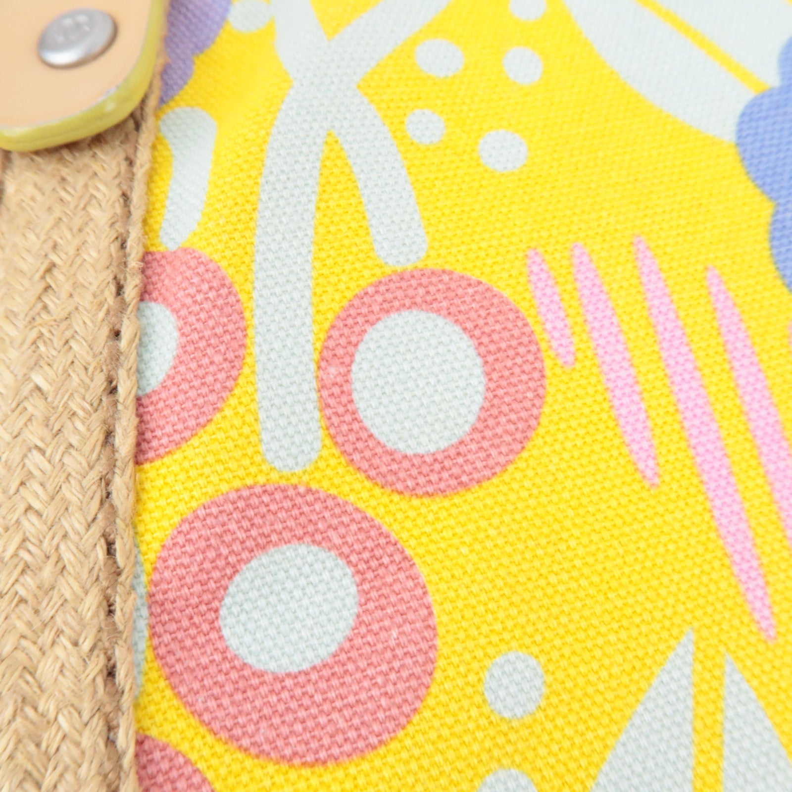 CHANEL High Summer Flower Tote Bag Canvas Leather Yellow Beige 8313589