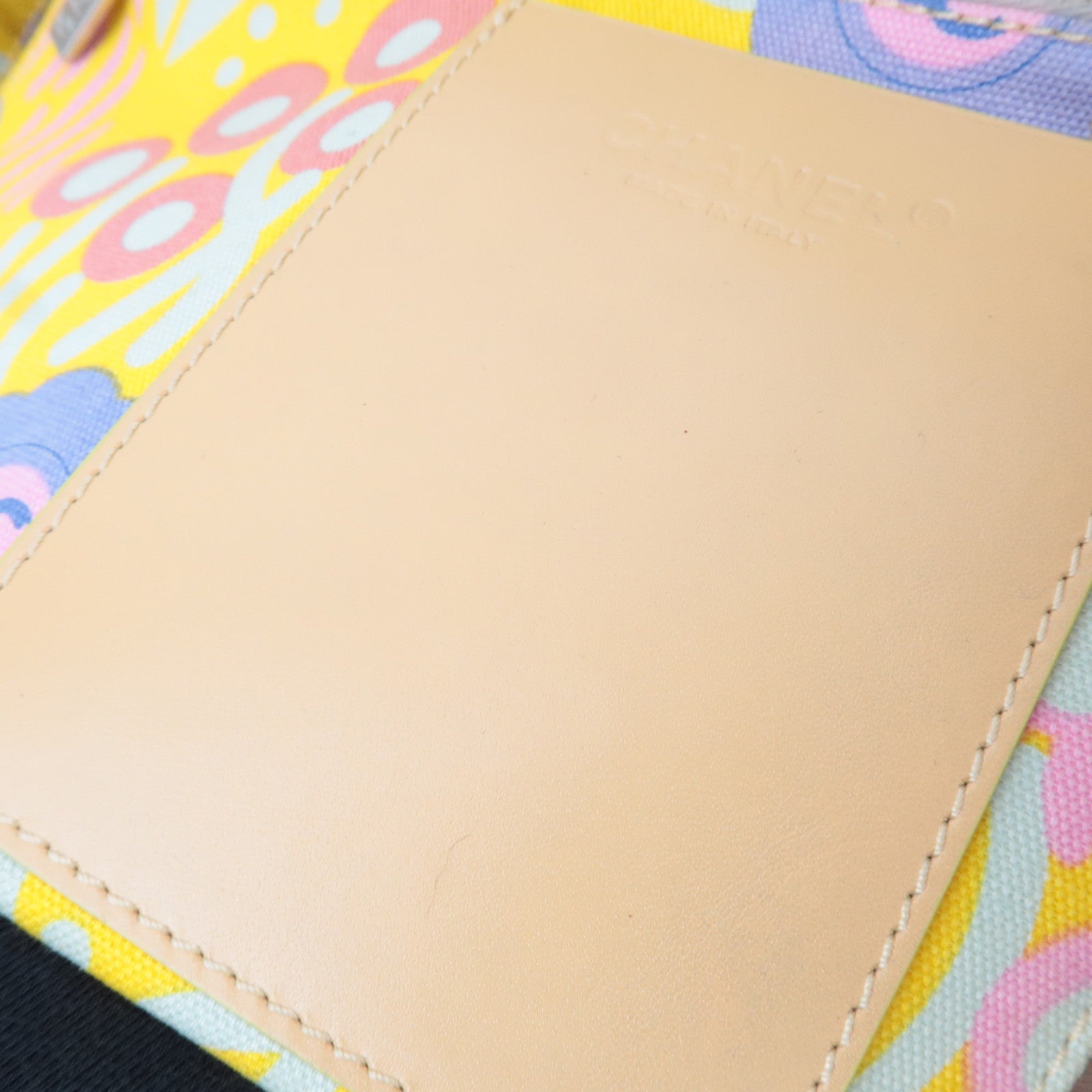 CHANEL High Summer Flower Tote Bag Canvas Leather Yellow Beige 8313589