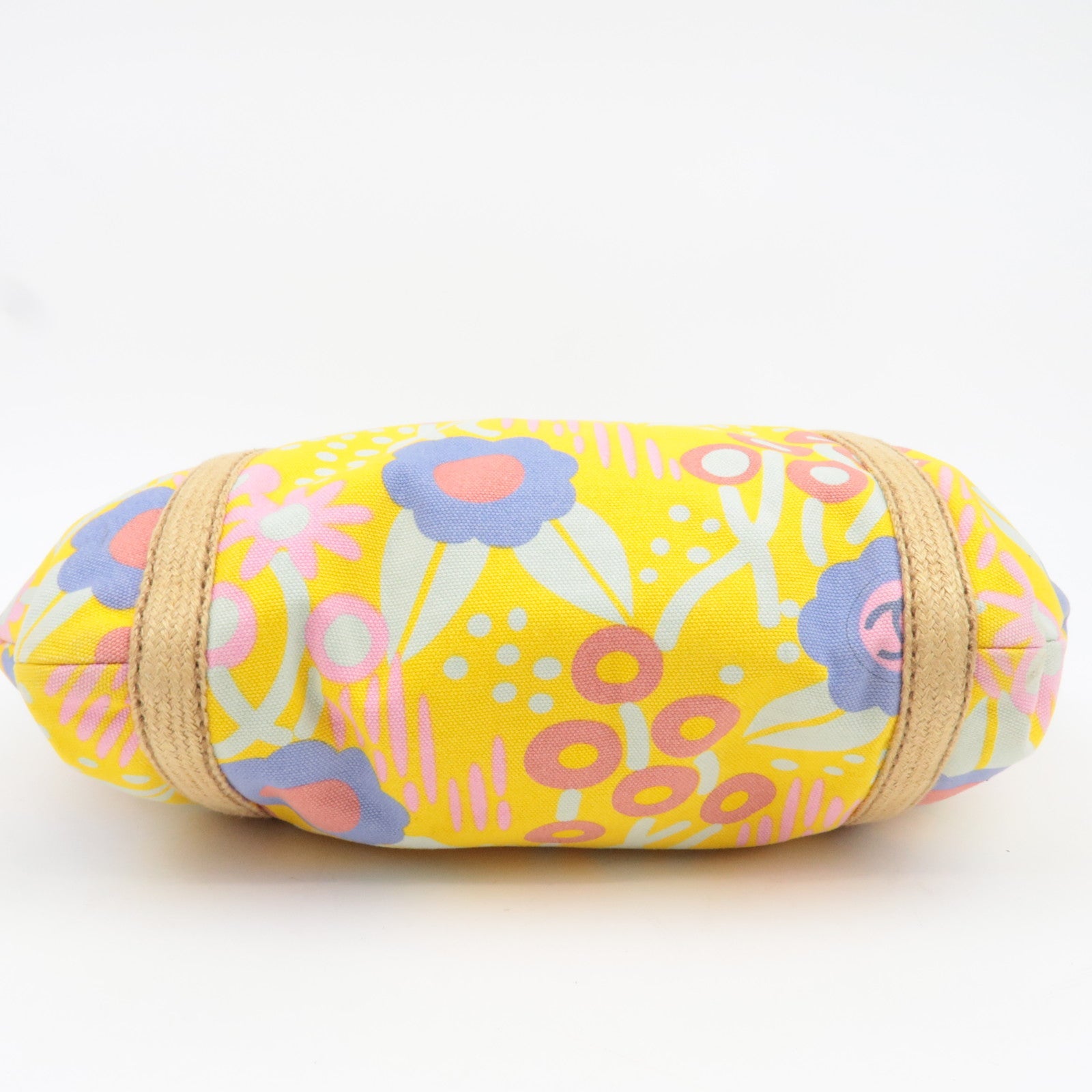 CHANEL High Summer Flower Tote Bag Canvas Leather Yellow Beige 8313589