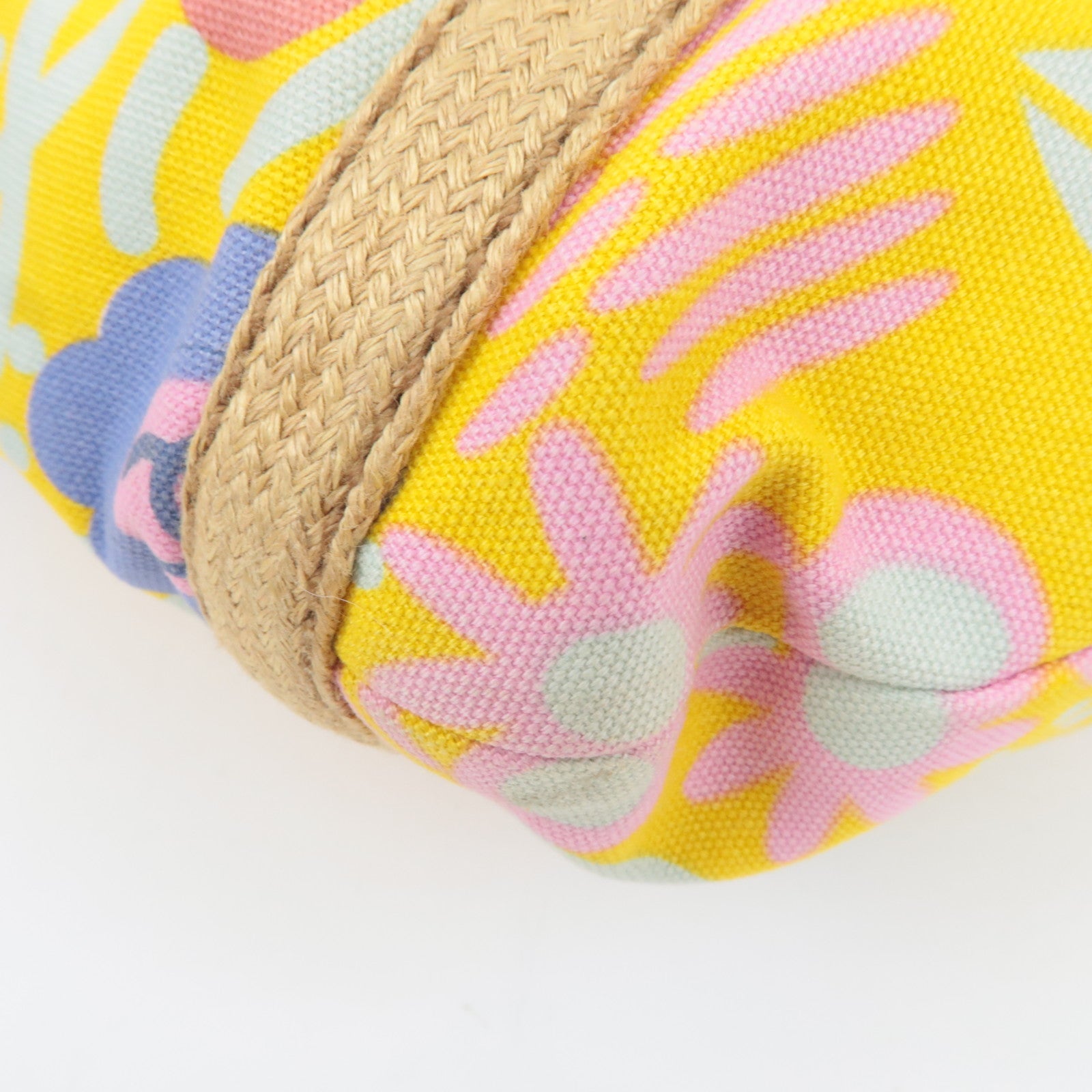 CHANEL High Summer Flower Tote Bag Canvas Leather Yellow Beige 8313589