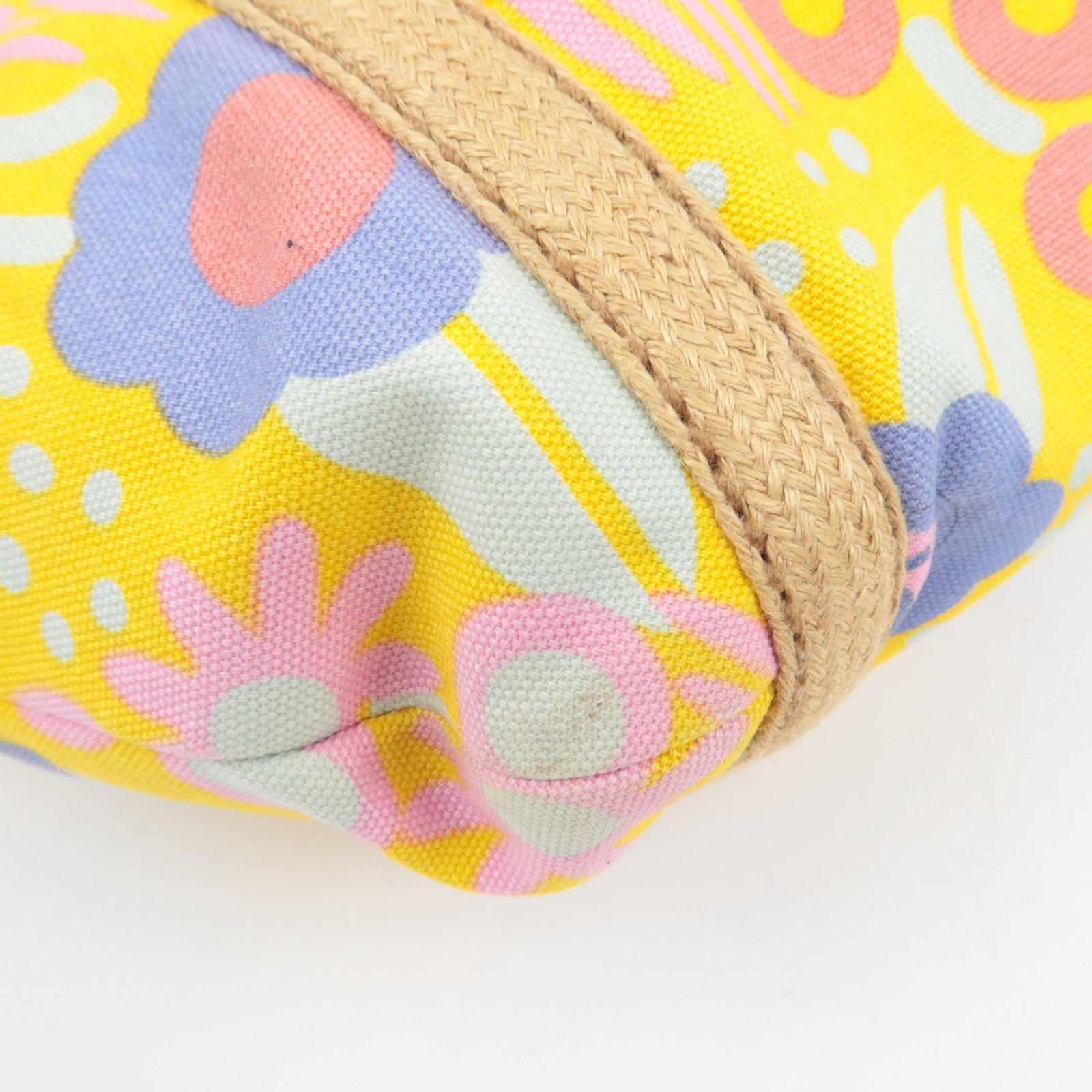 CHANEL High Summer Flower Tote Bag Canvas Leather Yellow Beige 8313589