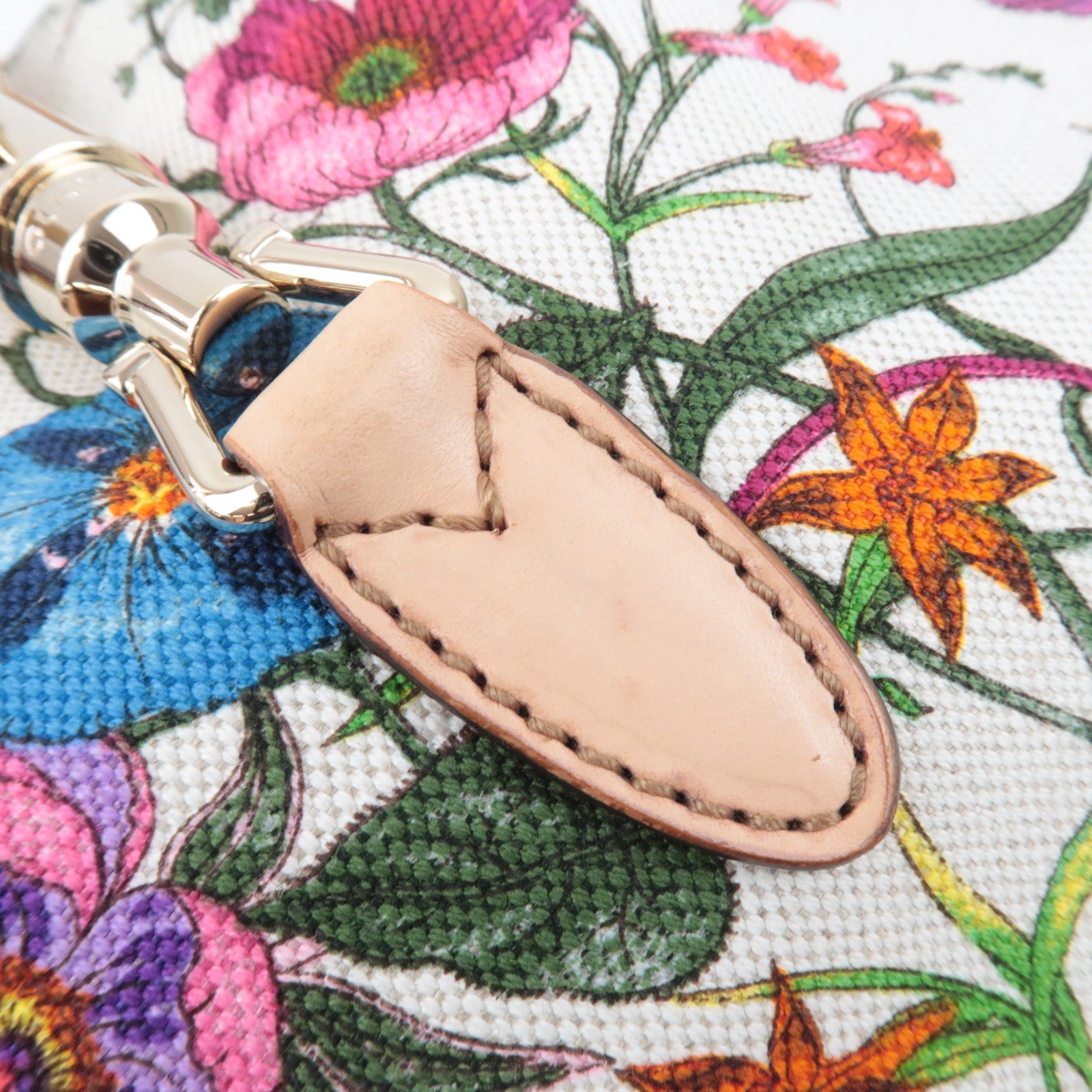 GUCCI New Jackie Flora One Shoulder Bag Canvas Leather Ivory Beige 137335