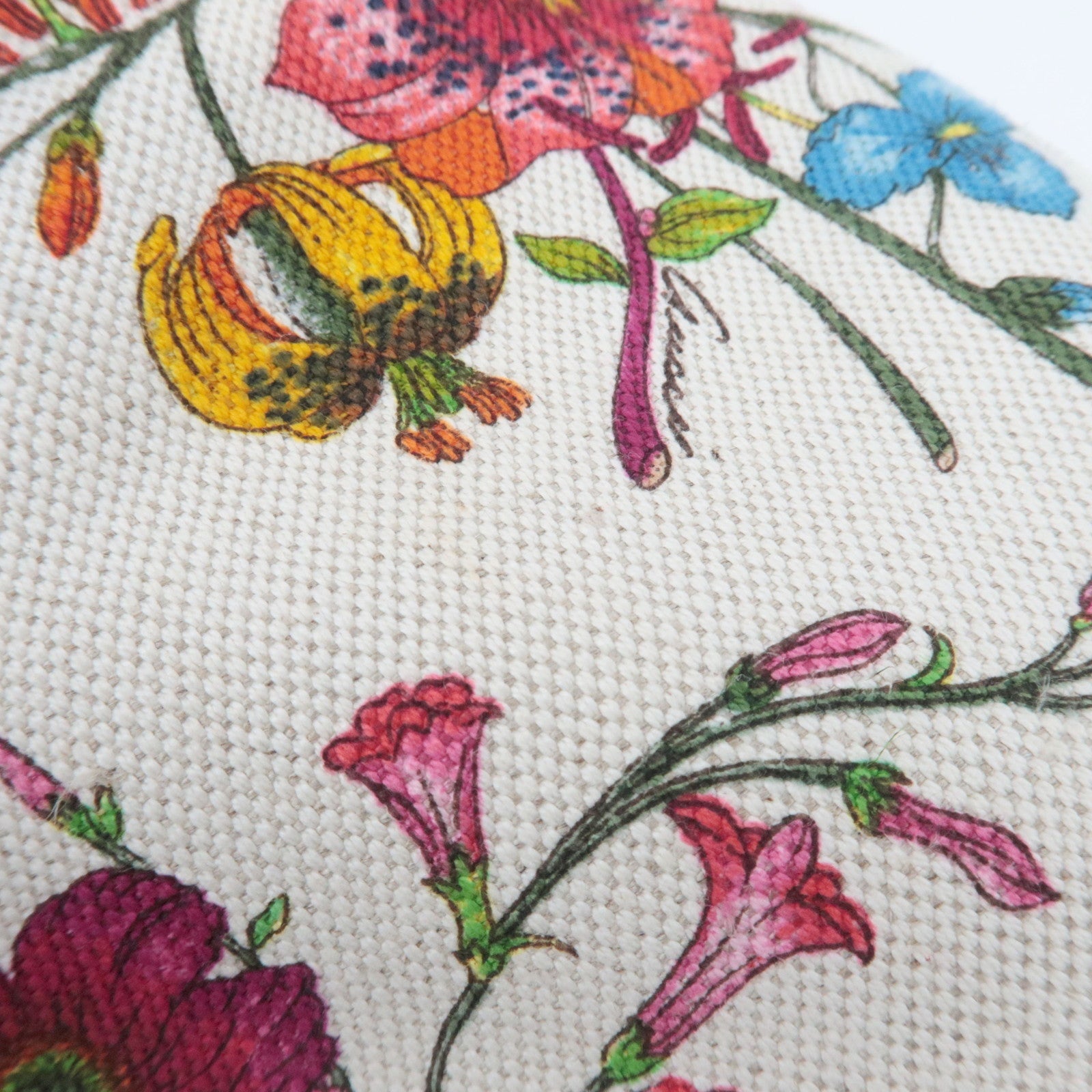 GUCCI New Jackie Flora One Shoulder Bag Canvas Leather Ivory Beige 137335