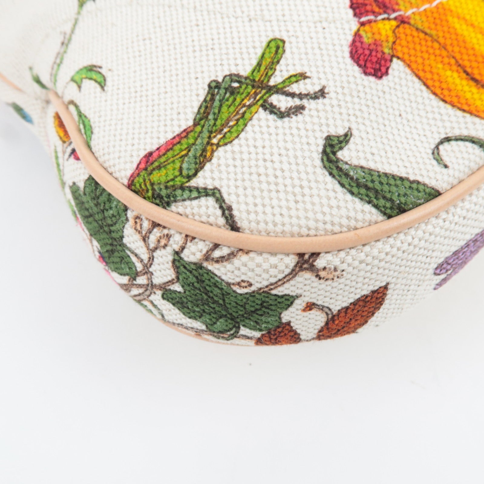 GUCCI New Jackie Flora One Shoulder Bag Canvas Leather Ivory Beige 137335