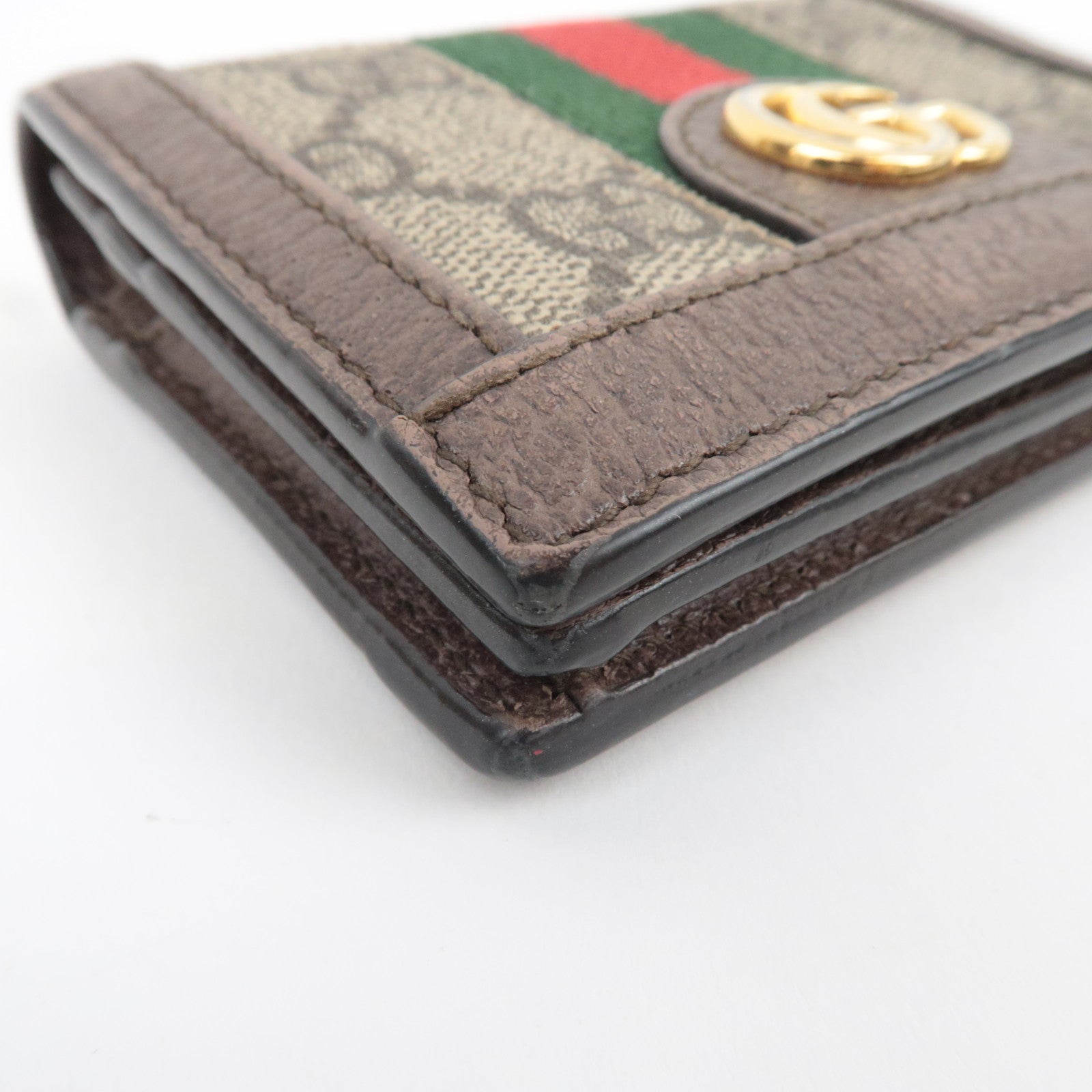 GUCCI Sherry Ophidia GG Supreme Leather Bifold Wallet Beige Brown 523155