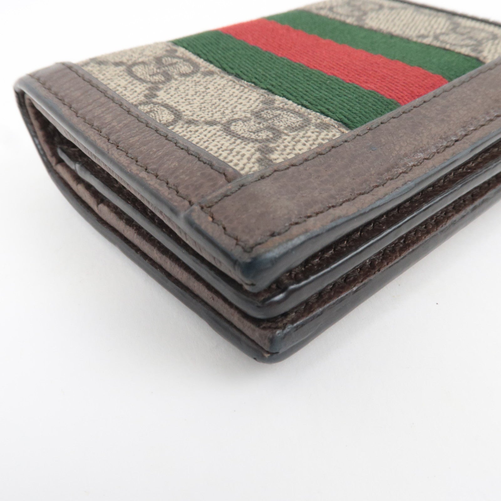 GUCCI Sherry Ophidia Bifold Wallet GG Supreme Leather Beige Brown 523155