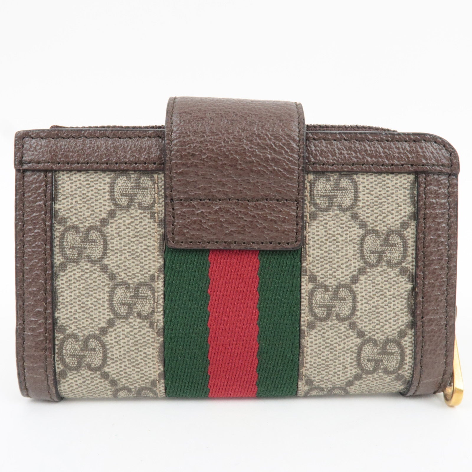 GUCCI Sherry Ophidia Card and Coin Case GG Supreme Leather Beige Brown 699353