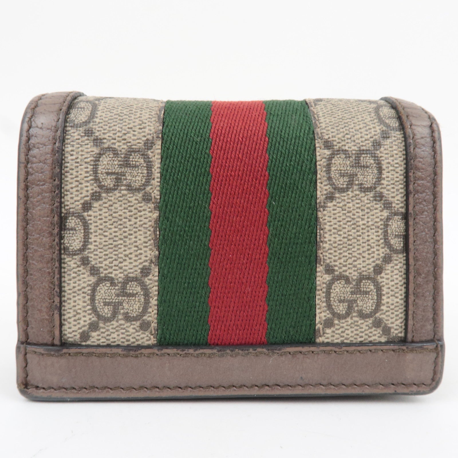 GUCCI Sherry Ophidia Bifold Wallet GG Supreme Leather Beige Brown 523155 *Box, Dust bag