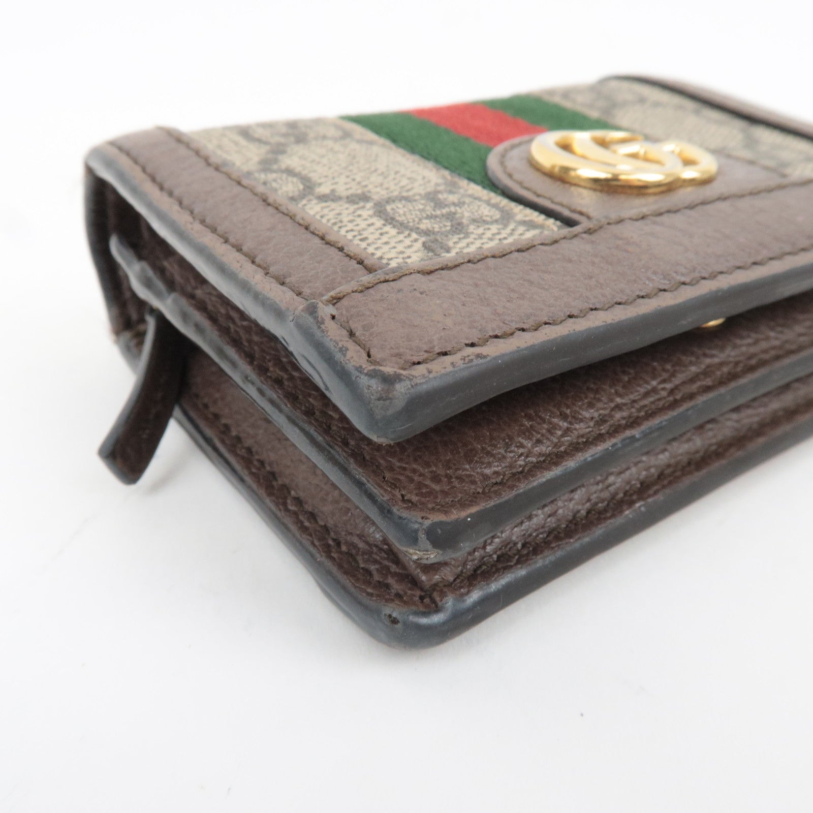 GUCCI Sherry Ophidia Bifold Wallet GG Supreme Leather Beige Brown 523155 *Box, Dust bag