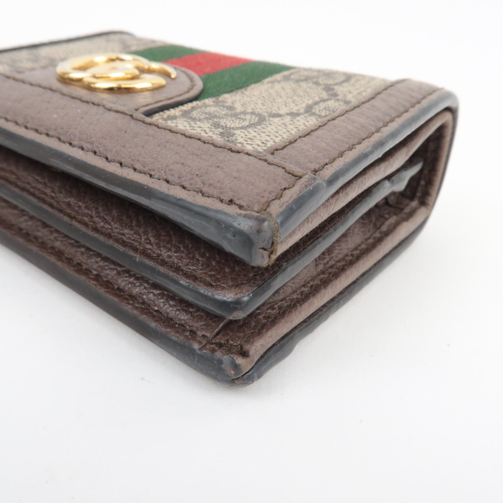 GUCCI Sherry Ophidia Bifold Wallet GG Supreme Leather Beige Brown 523155 *Box, Dust bag