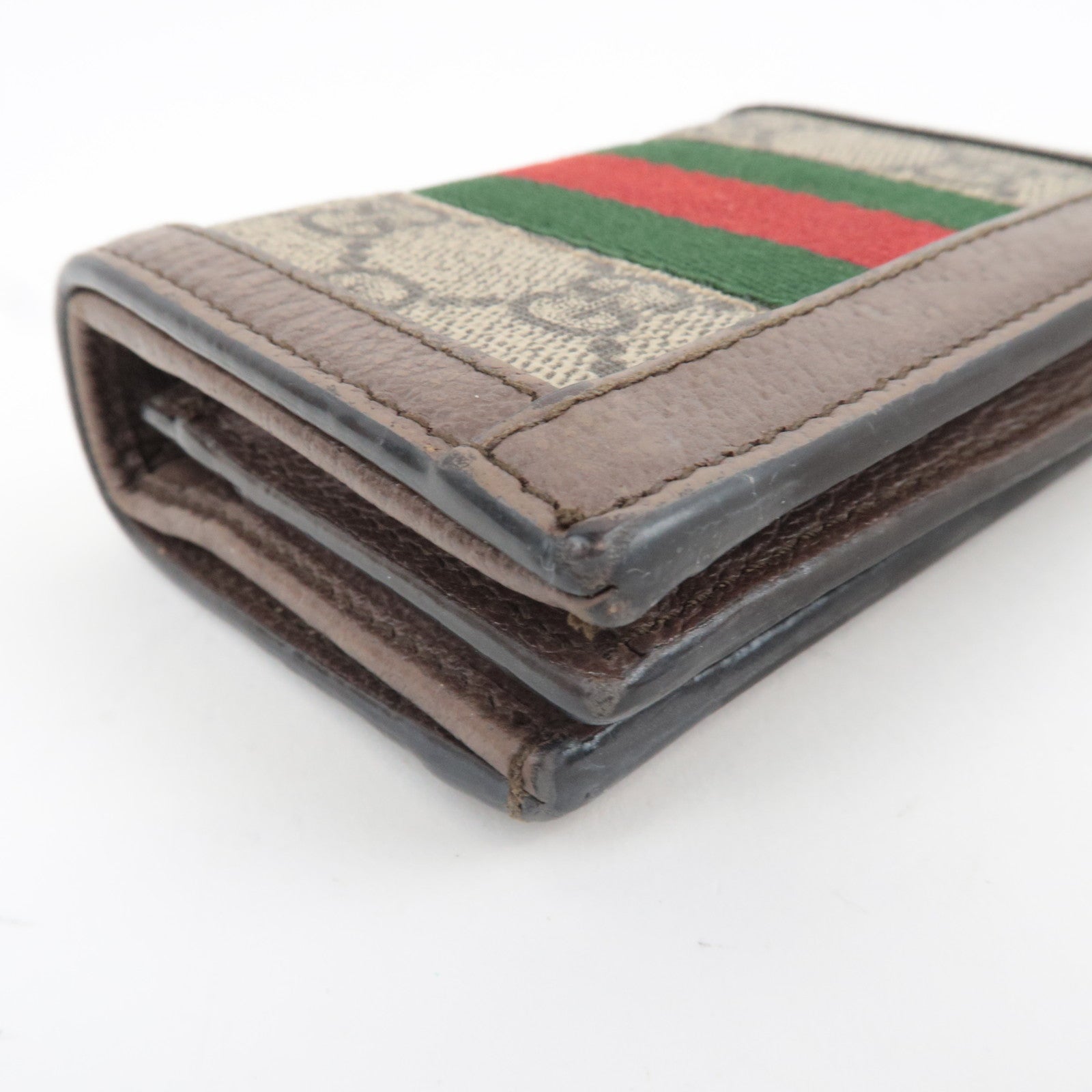 GUCCI Sherry Ophidia Bifold Wallet GG Supreme Leather Beige Brown 523155 *Box, Dust bag