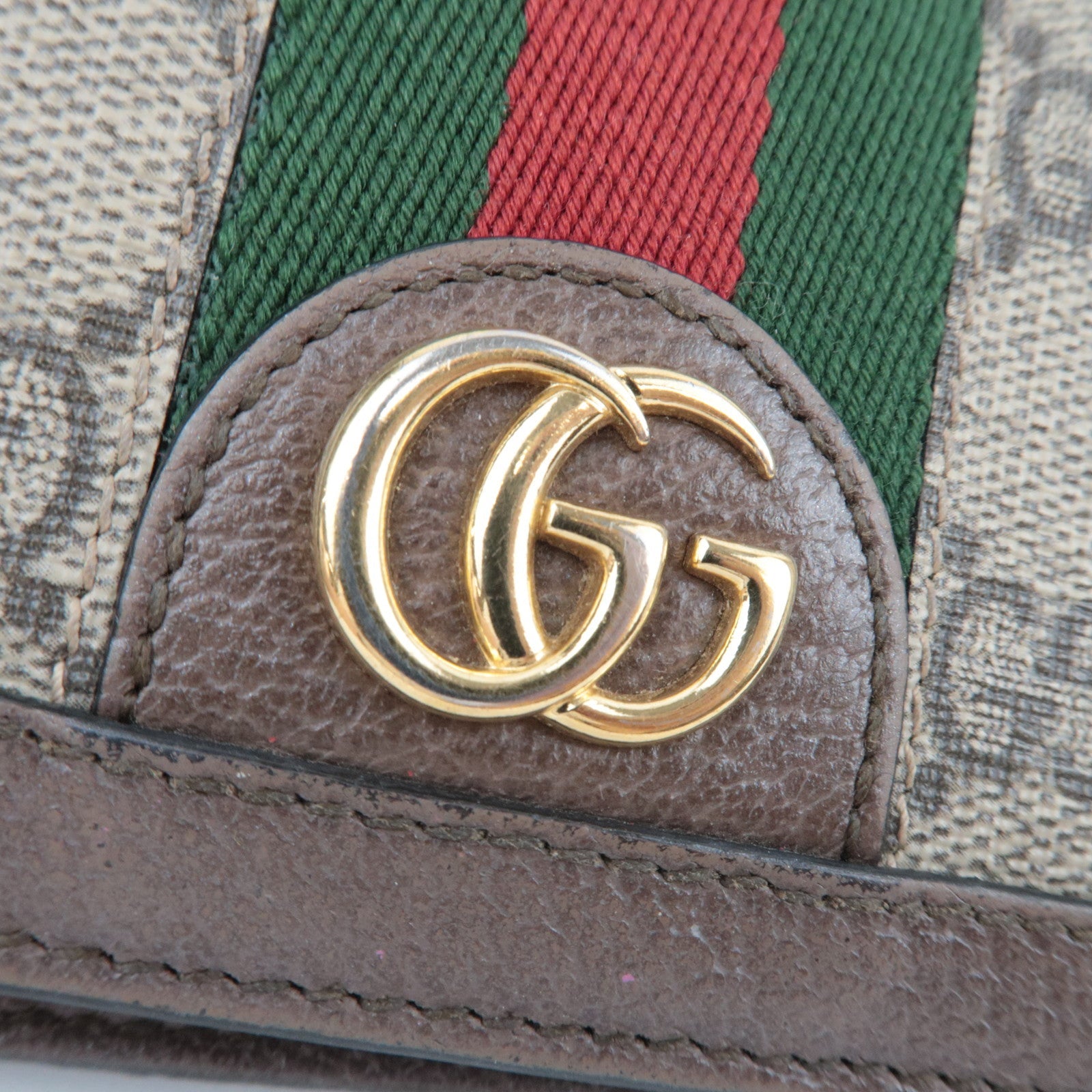 GUCCI Sherry Ophidia Bifold Wallet GG Supreme Leather Beige Brown 523155 *Box, Dust bag