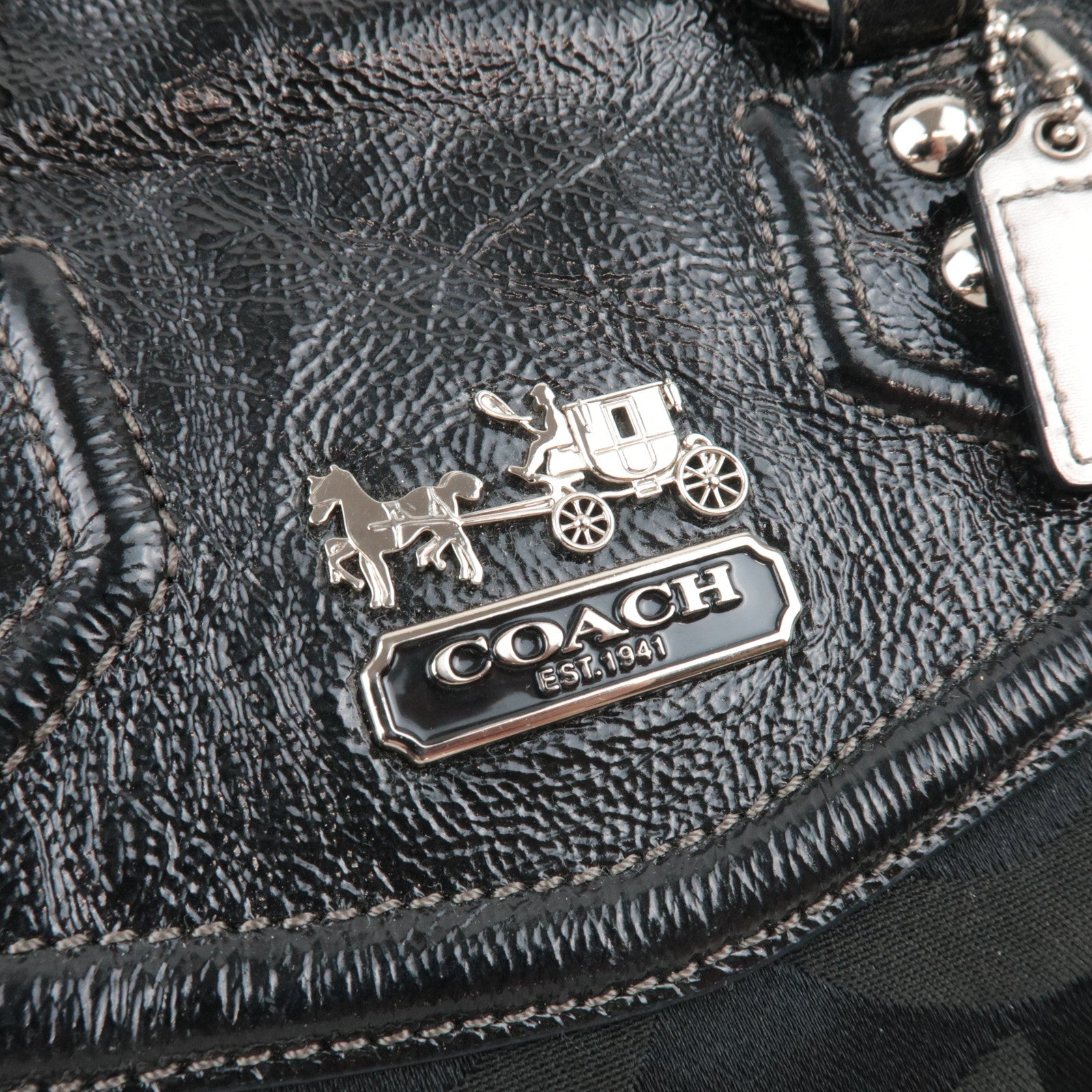 COACH Set of 3 Shoulder Bag Tote Bag Canvas Leather Black Beige Brown