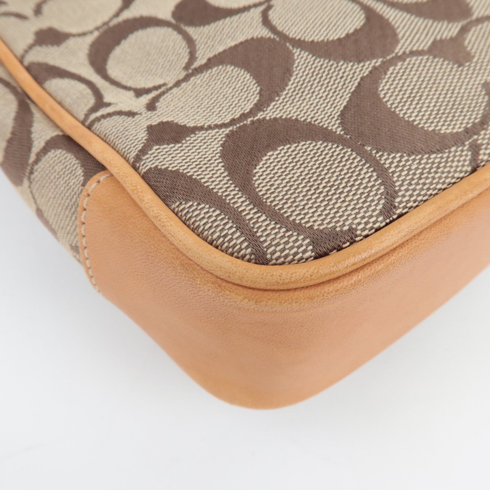 COACH Set of 2 Shoulder Bag Canvas Leather Beige Brown