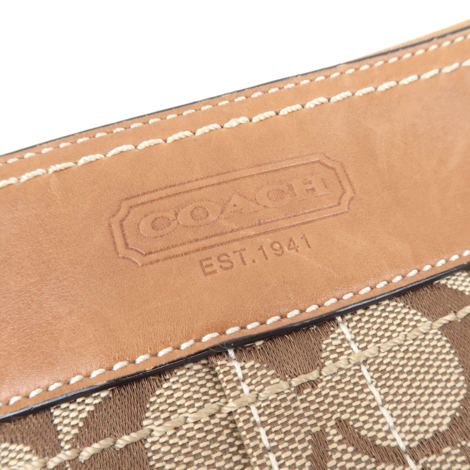 COACH Set of 2 Shoulder Bag Canvas Leather Beige Brown