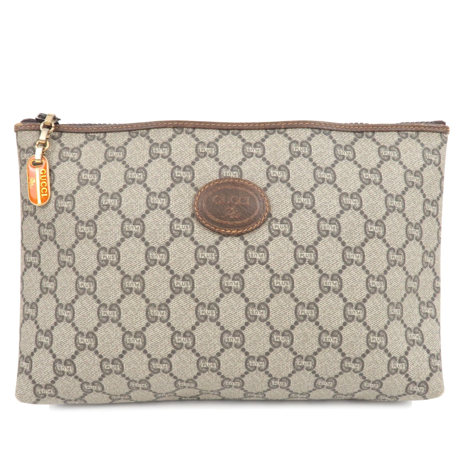 GUCCI Old GUCCI Clutch Bag GG Plus Leather Beige Brown79850