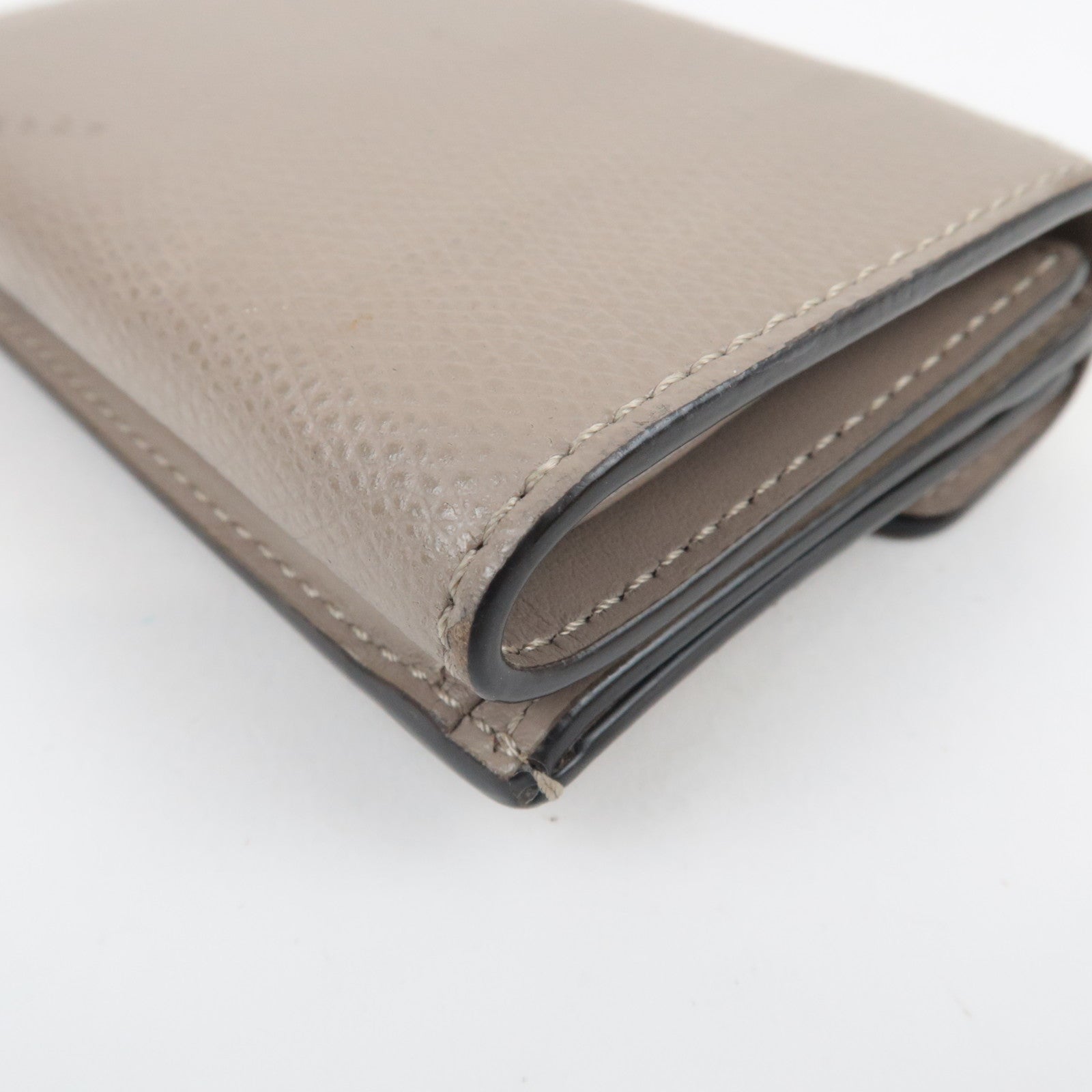 FENDI F Is FENDI Tri-Fold Wallet Leather Greige 8M0395 *Box, Dust bag