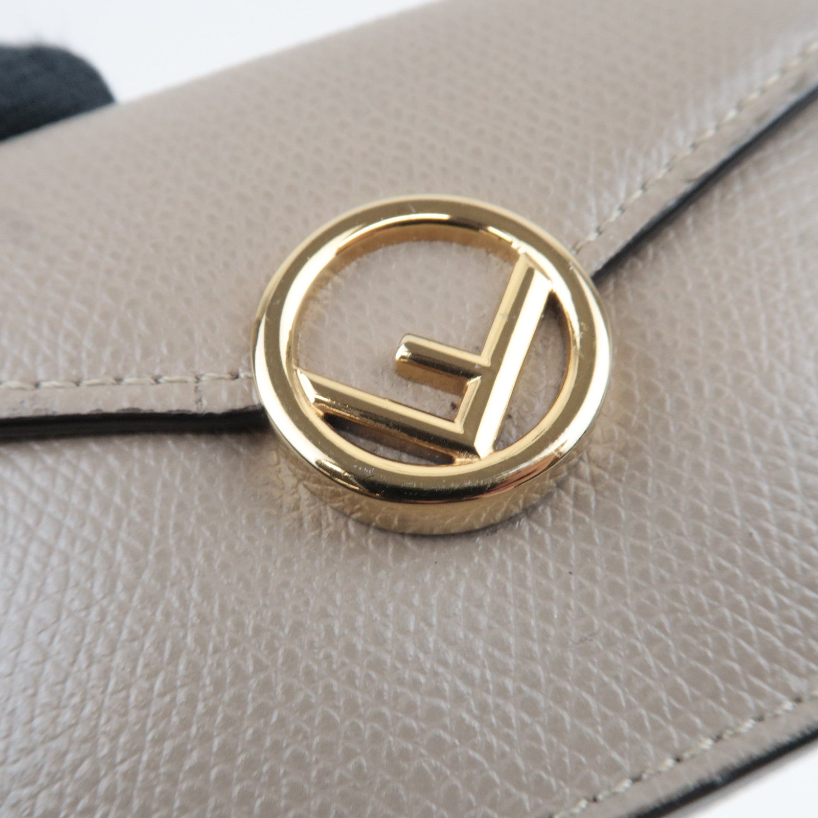 FENDI F Is FENDI Tri-Fold Wallet Leather Greige 8M0395 *Box, Dust bag