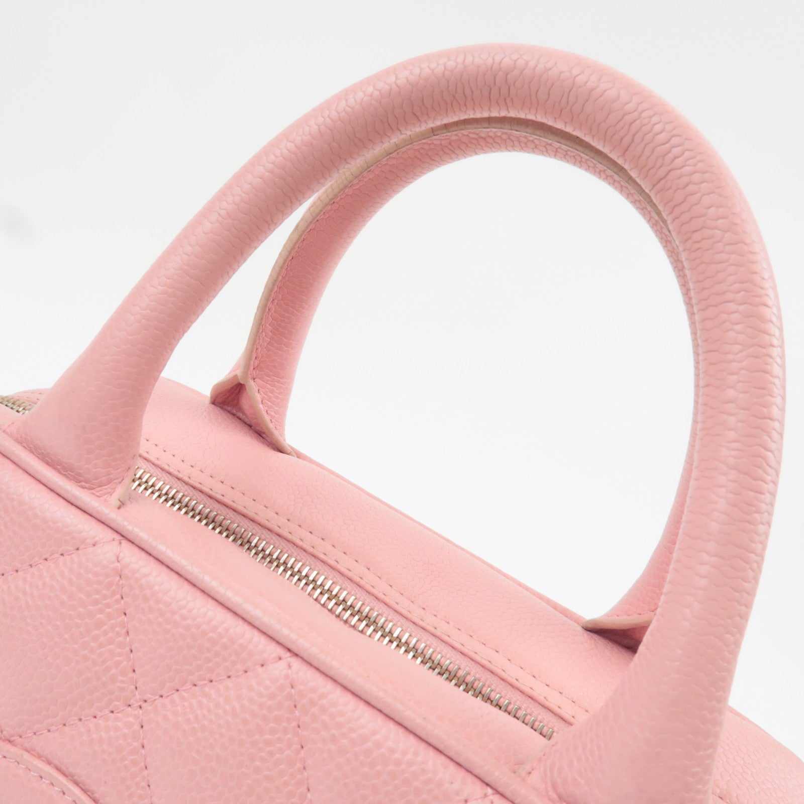 CHANEL Coco Mark Matelasse Bowling Bag Handbag Caviar Skin Pink Gold HDW A20996 9085444