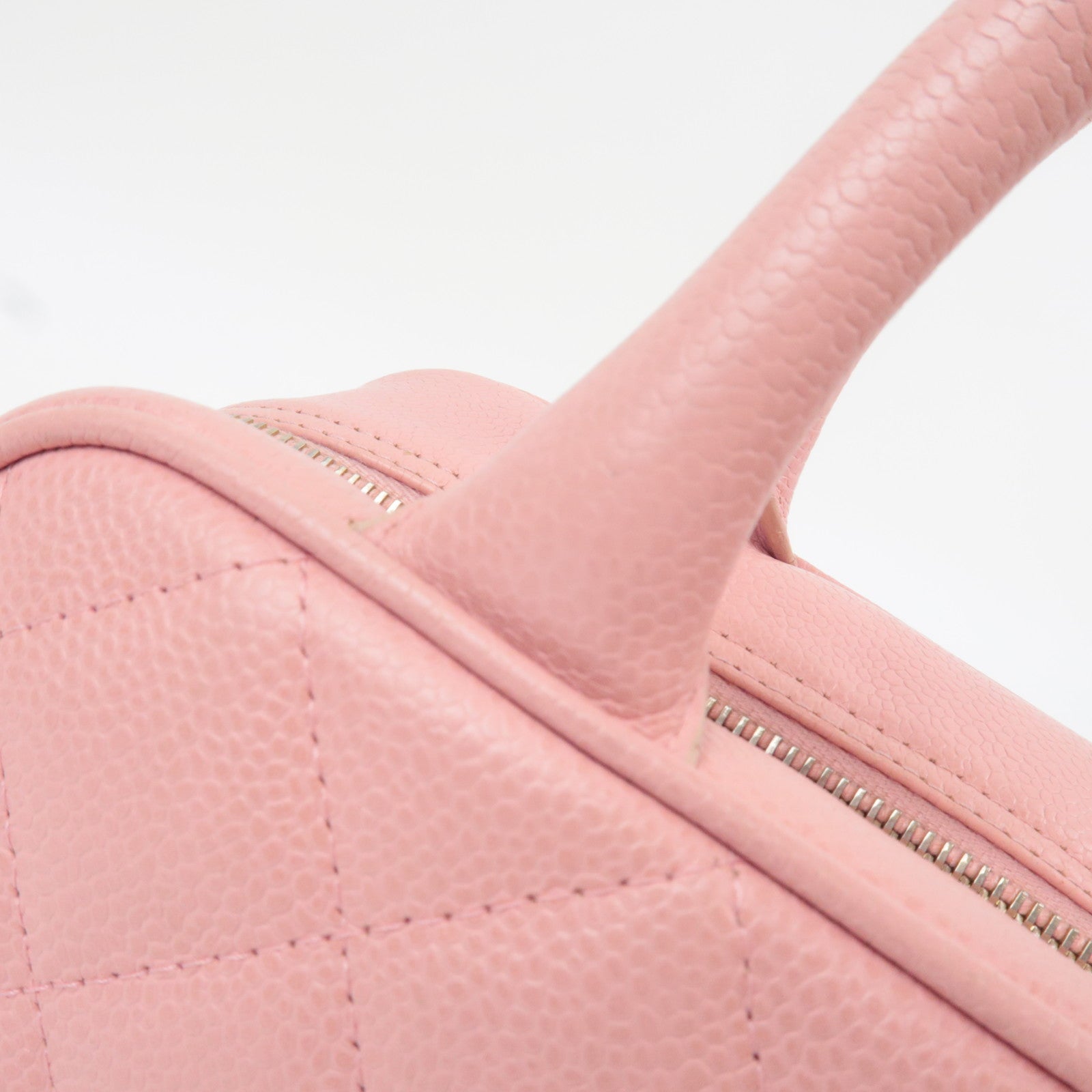 CHANEL Coco Mark Matelasse Bowling Bag Handbag Caviar Skin Pink Gold HDW A20996 9085444