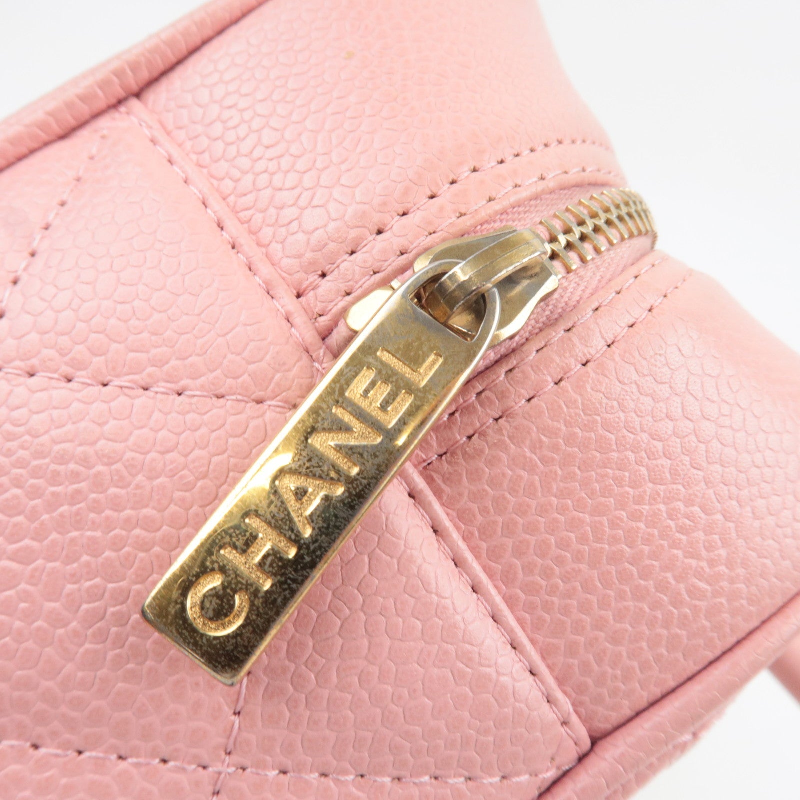 CHANEL Coco Mark Matelasse Bowling Bag Handbag Caviar Skin Pink Gold HDW A20996 9085444