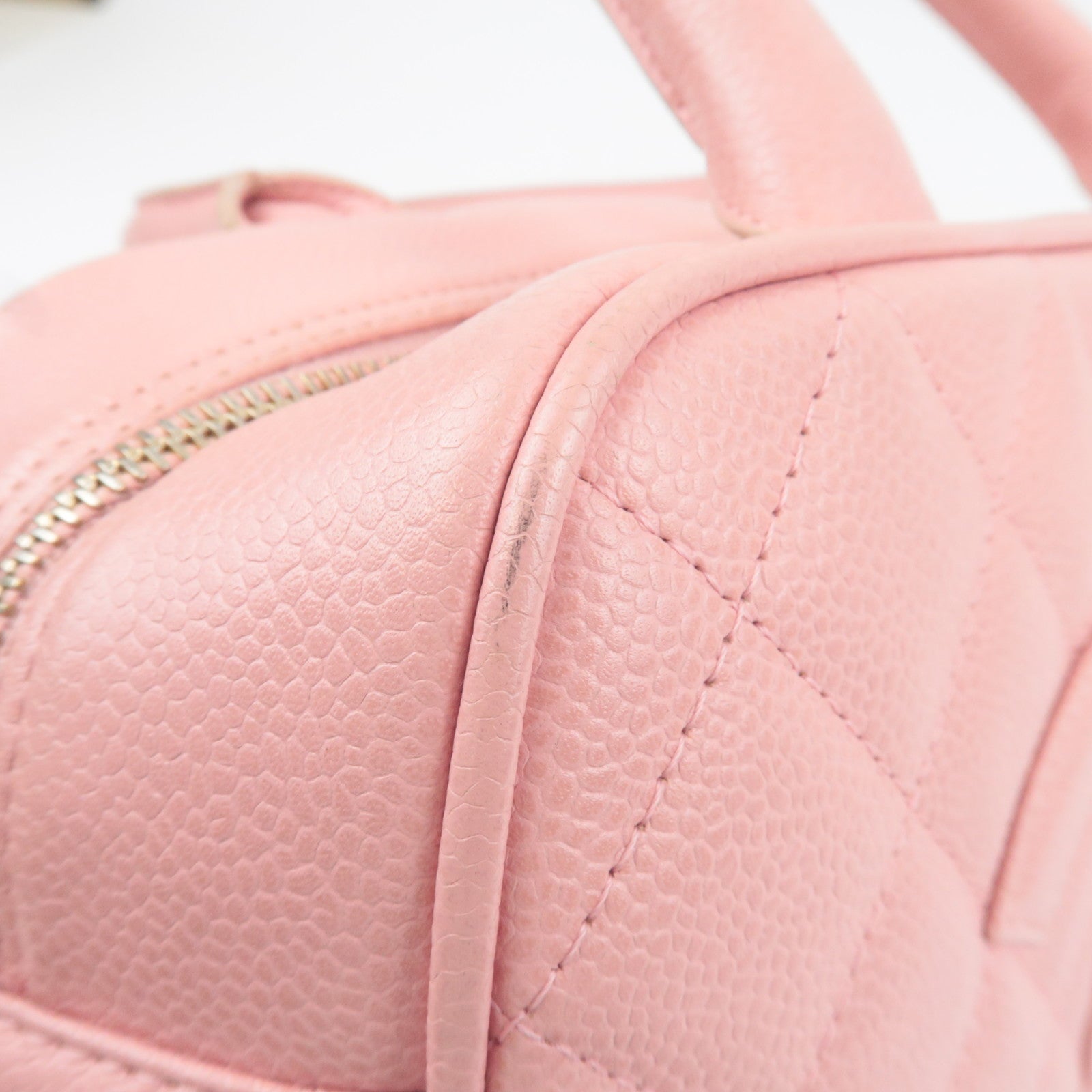 CHANEL Coco Mark Matelasse Bowling Bag Handbag Caviar Skin Pink Gold HDW A20996 9085444