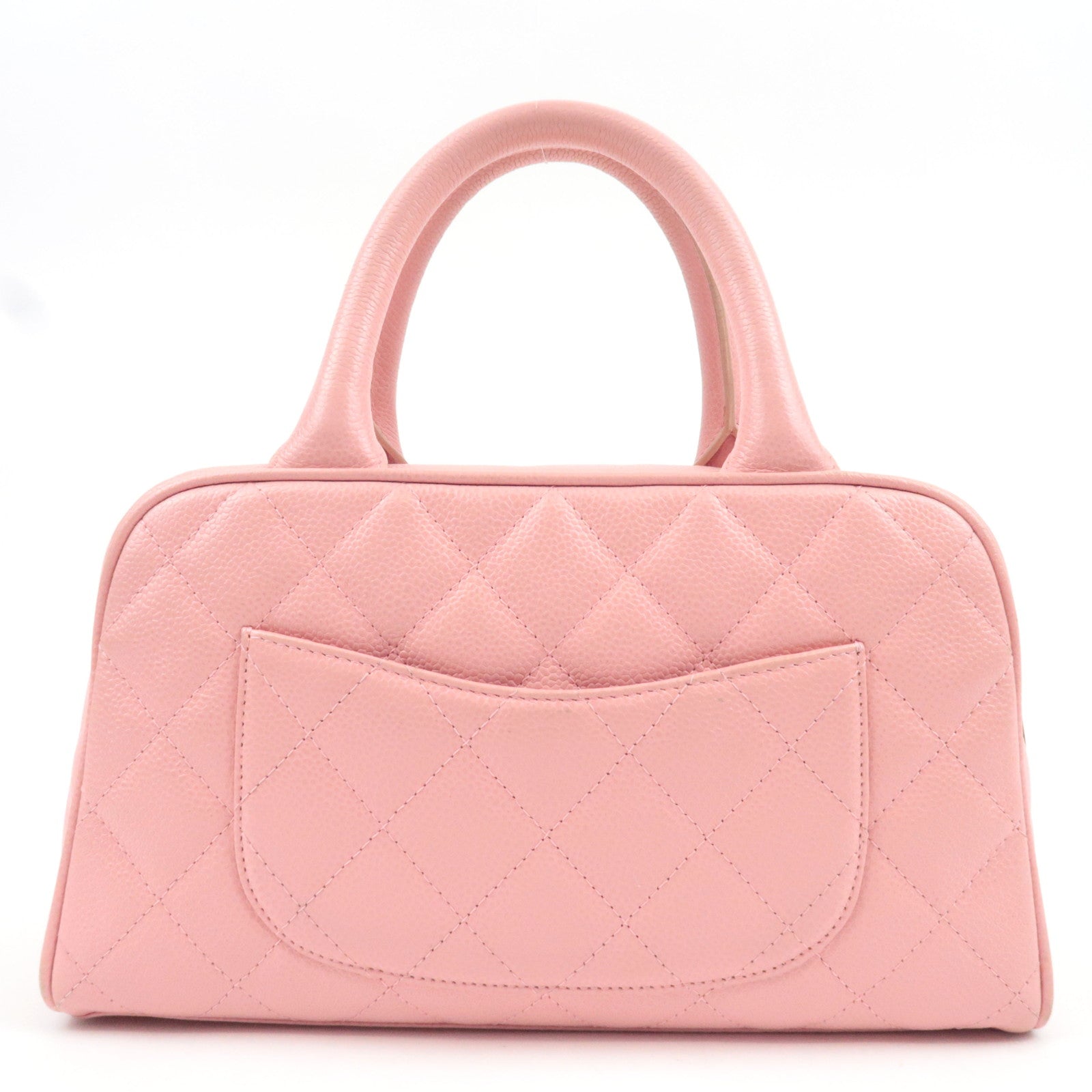 CHANEL Coco Mark Matelasse Bowling Bag Handbag Caviar Skin Pink Gold HDW A20996 9085444