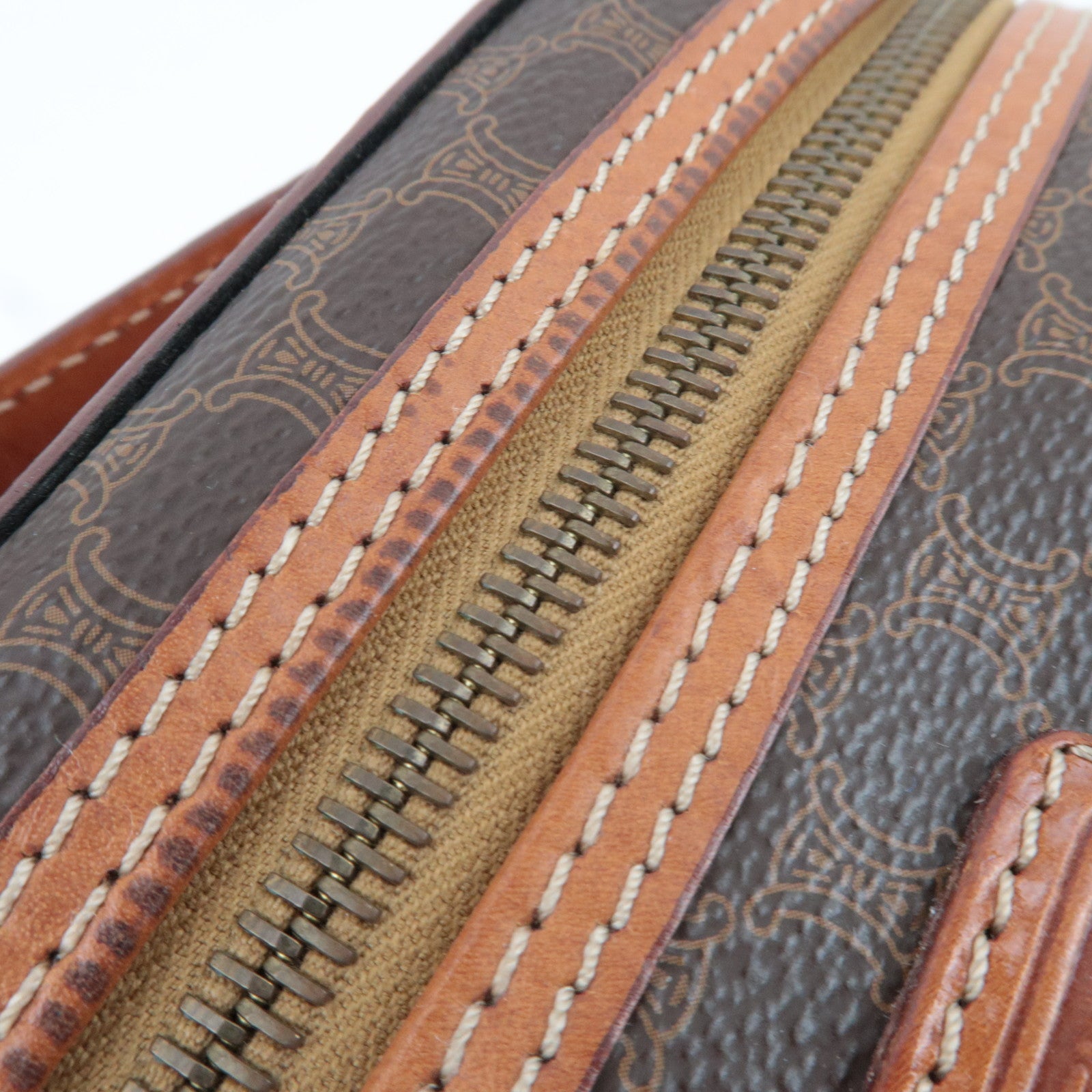 CELINE Macadam Vanity Bag M94 PVC Leather Brown