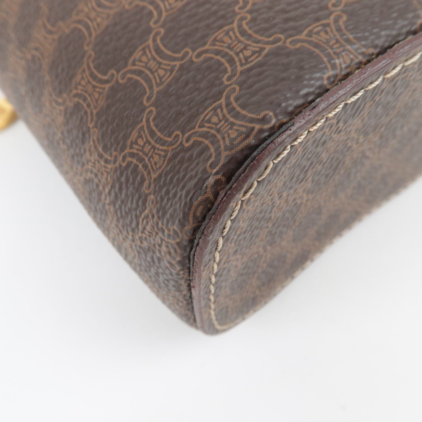 CELINE Macadam Vanity Bag M94 PVC Leather Brown