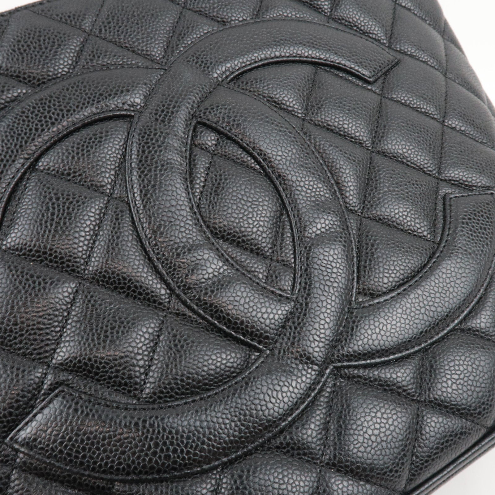 CHANEL Medallion Tote Bag Caviar Skin Black Silver HDW A01804 6704796