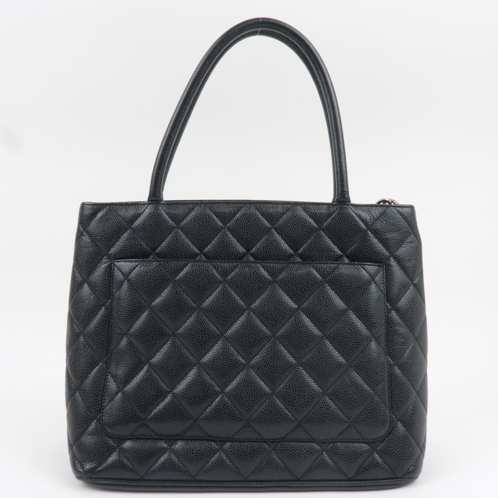 CHANEL Medallion Tote Bag Caviar Skin Black Silver HDW A01804 6704796
