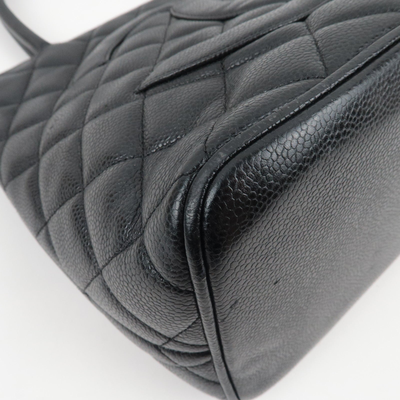 CHANEL Medallion Tote Bag Caviar Skin Black Silver HDW A01804 6704796