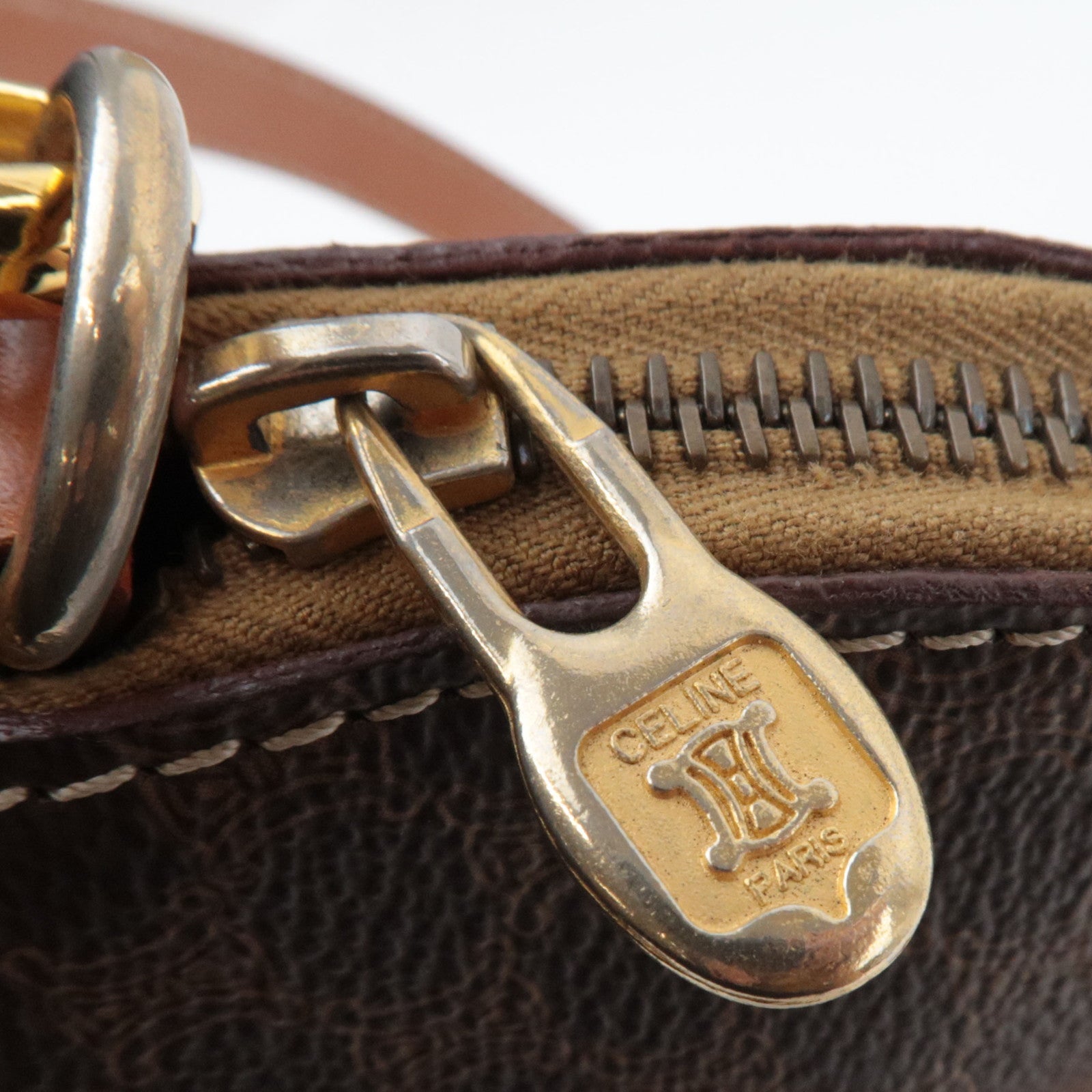 CELINE Macadam 2Way Handbag PVC Leather Brown *Strap