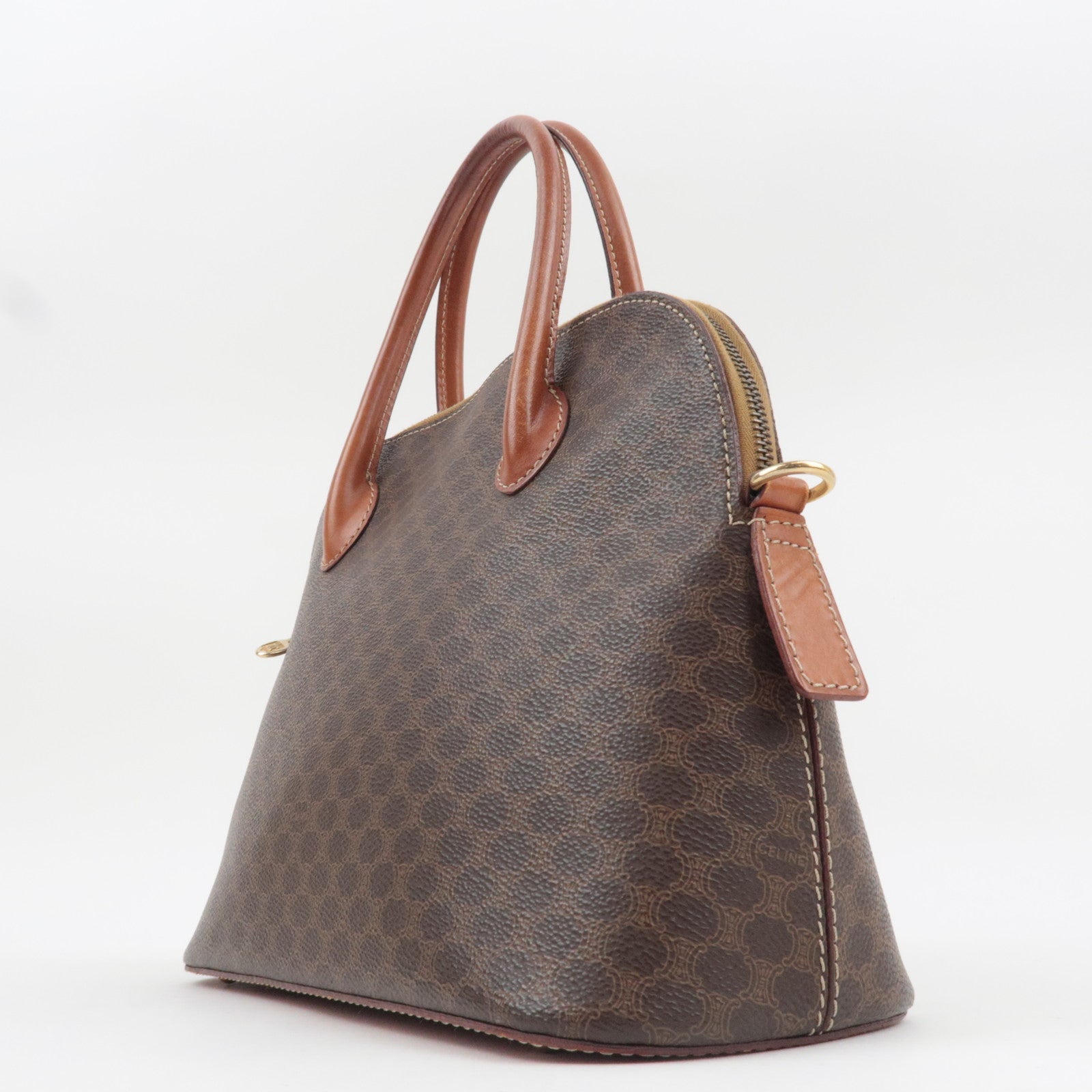 CELINE Macadam 2Way Handbag PVC Leather Brown *Strap