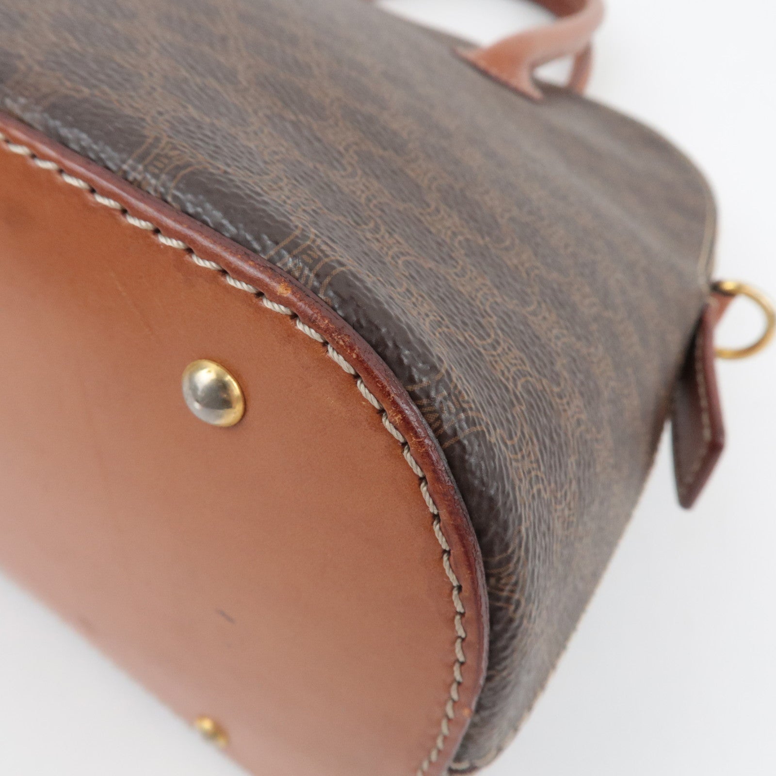 CELINE Macadam 2Way Handbag PVC Leather Brown *Strap