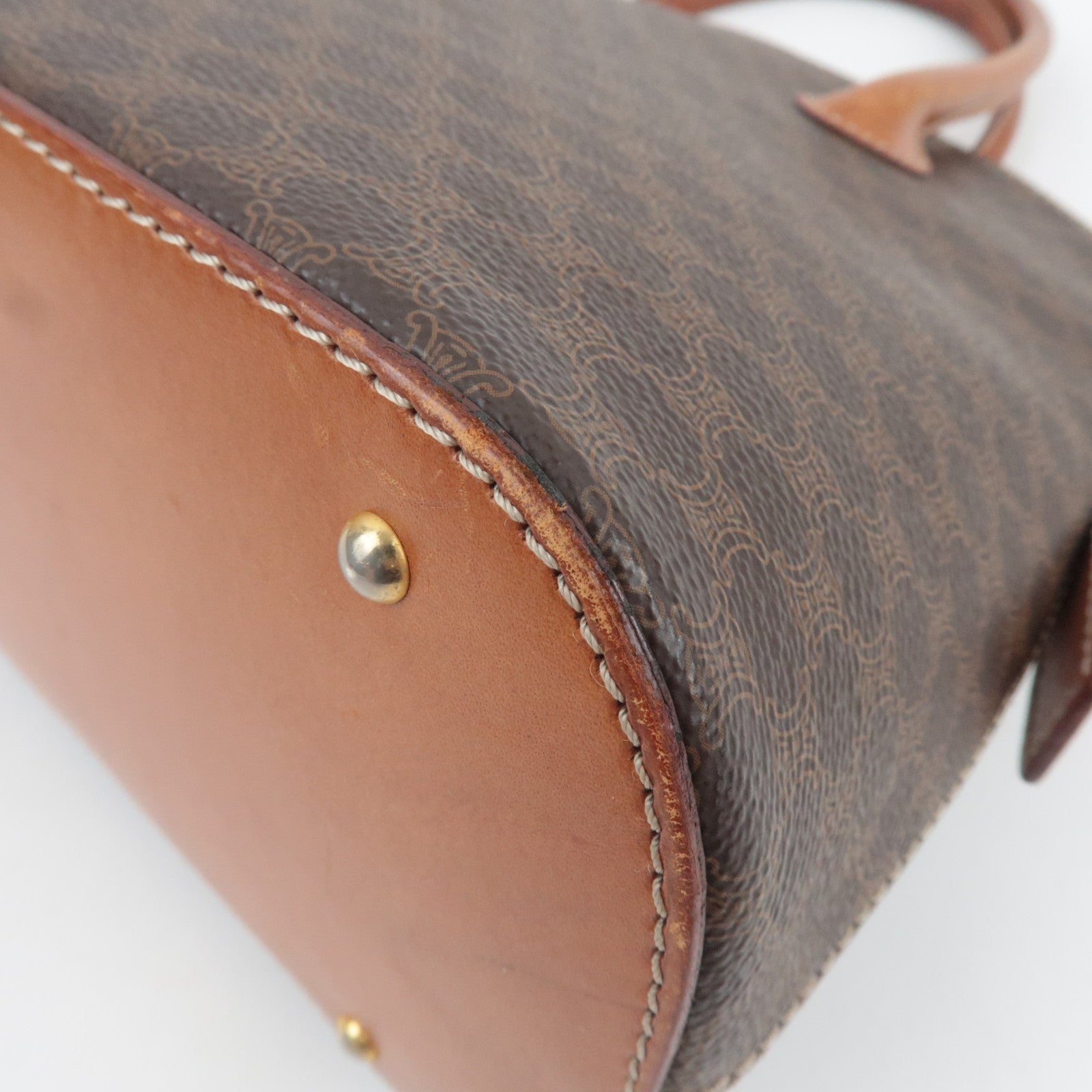 CELINE Macadam 2Way Handbag PVC Leather Brown *Strap