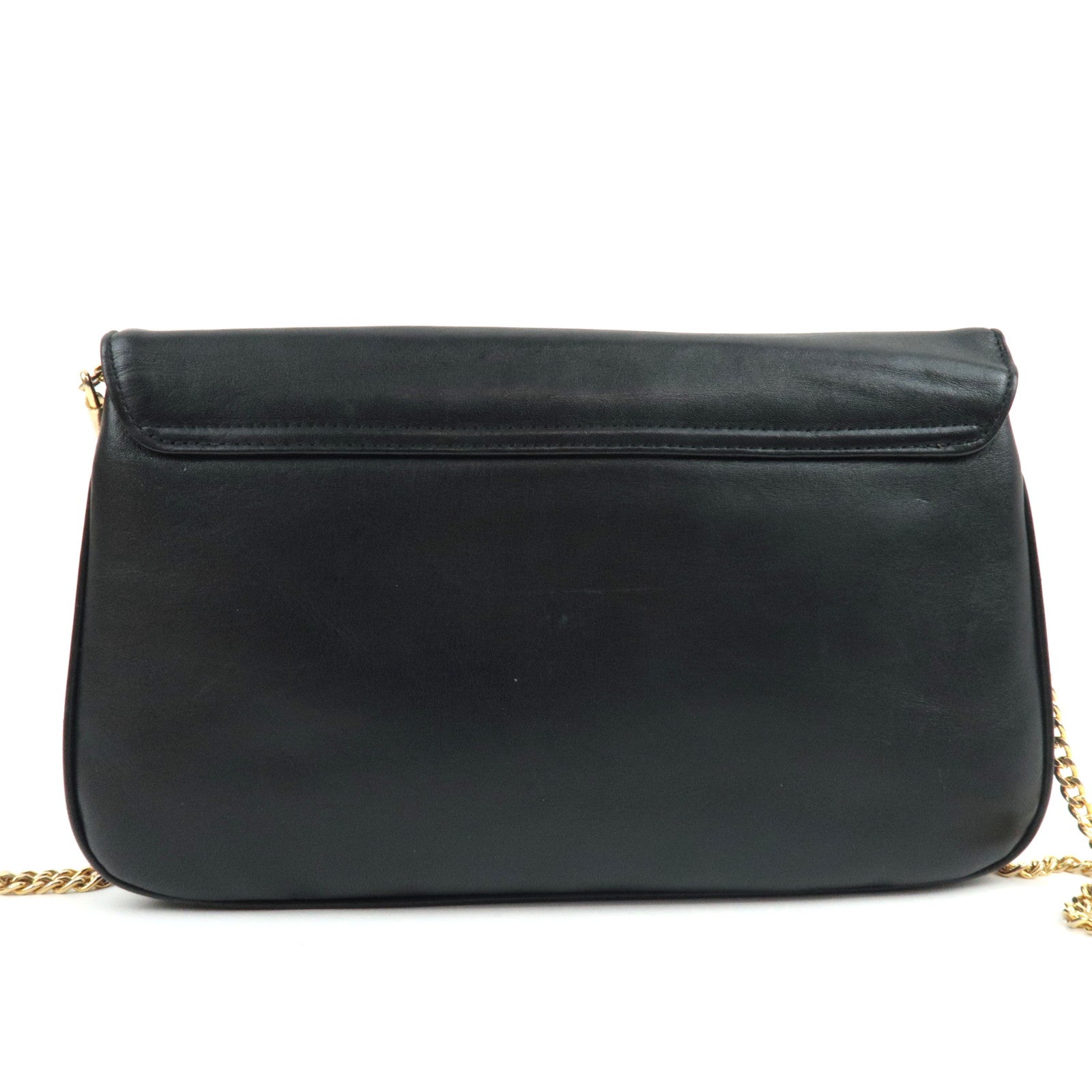 Christian Dior Leather Chain Shoulder Bag Black